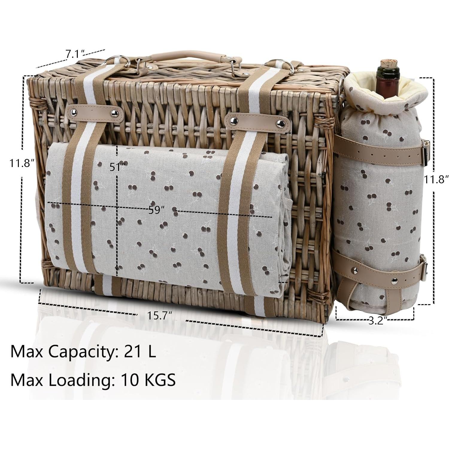 Juego de Cesta de Picnic SatisInside 19 Piezas para 2 Personas