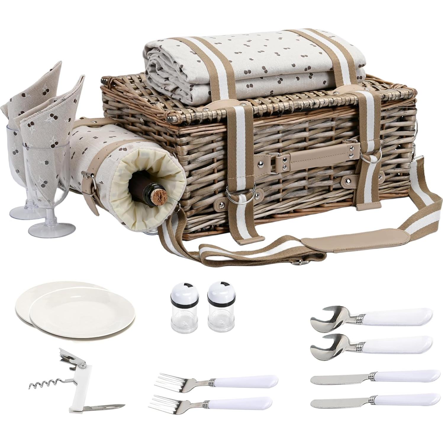 Juego de Cesta de Picnic SatisInside 19 Piezas para 2 Personas