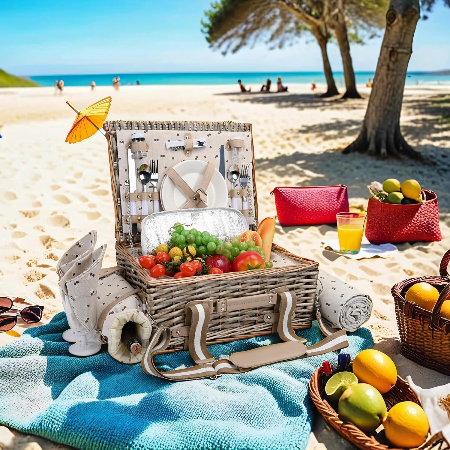 Juego de Cesta de Picnic SatisInside 19 Piezas para 2 Personas