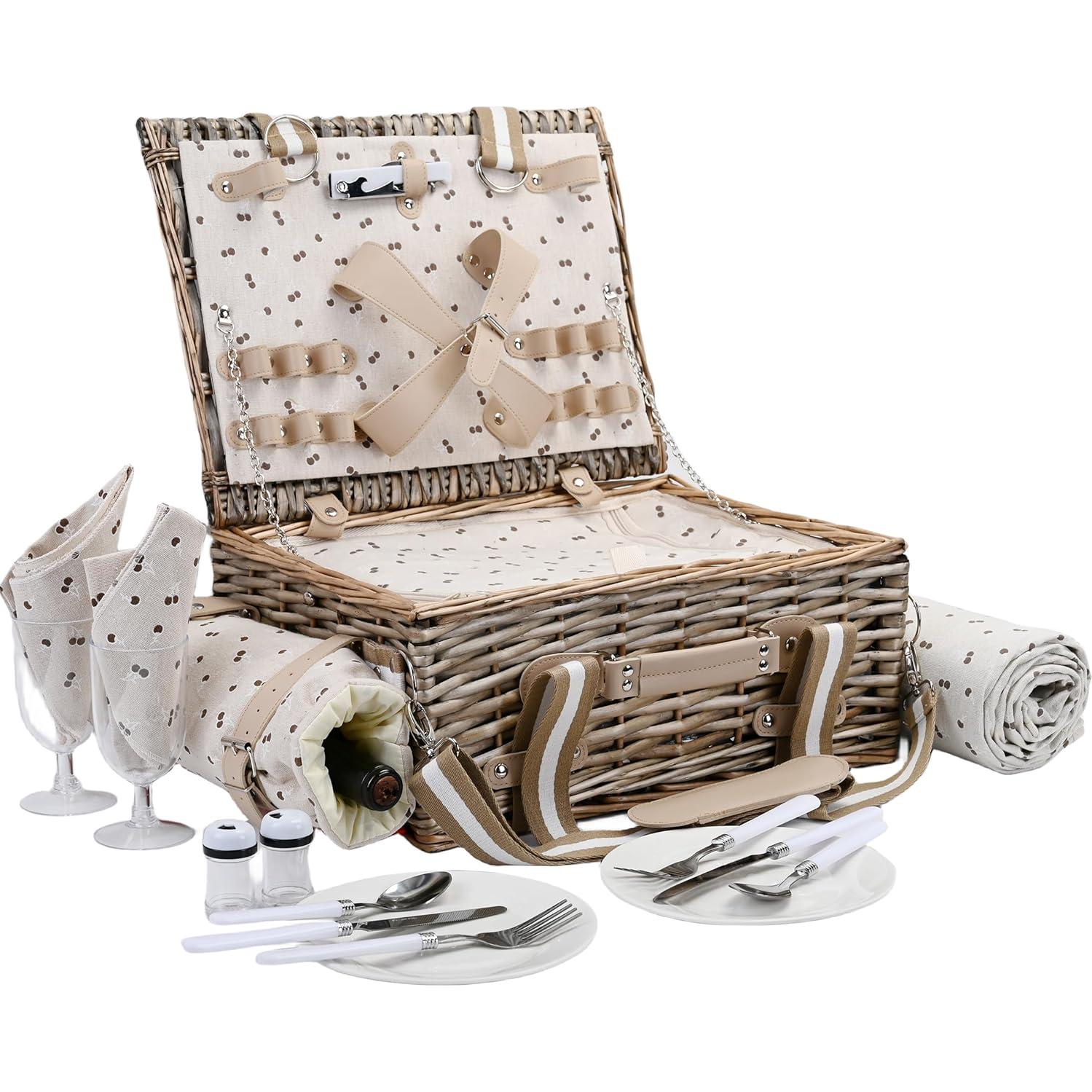 Juego de Cesta de Picnic SatisInside 19 Piezas para 2 Personas