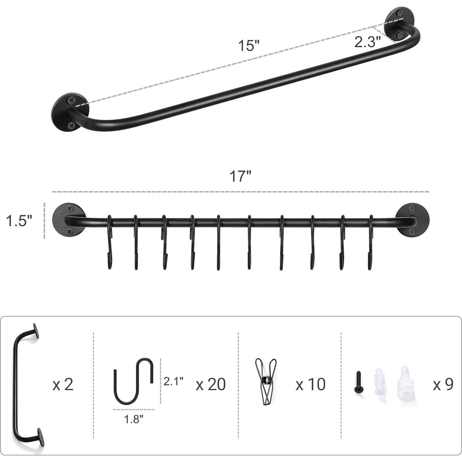 Soporte para Sombreros Mkono Negro, Organizador de Pared 20 Ganchos