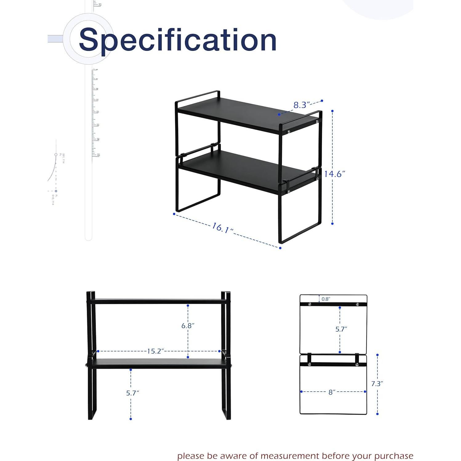 Estantes Apilables Nxconsu para Gabinete 2 Piezas Negro 21.1x40.9cm