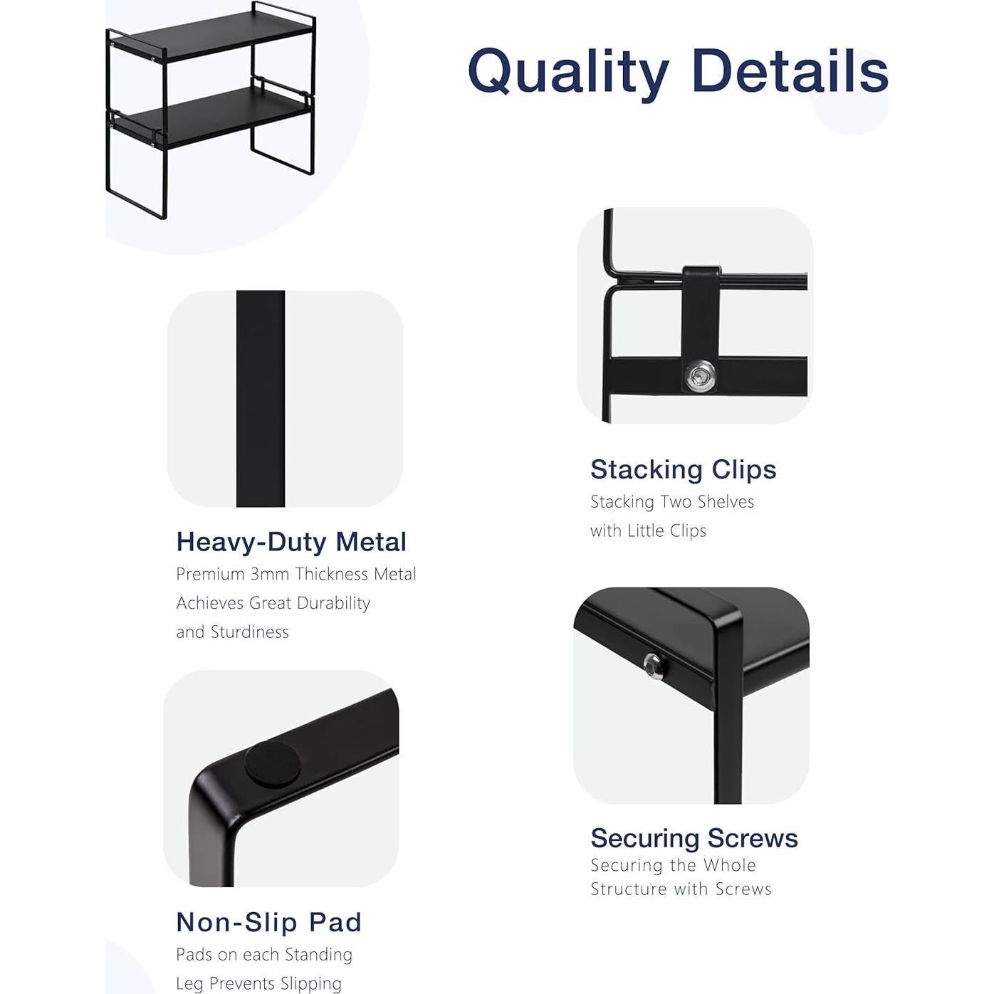 Estantes Apilables Nxconsu para Gabinete 2 Piezas Negro 21.1x40.9cm