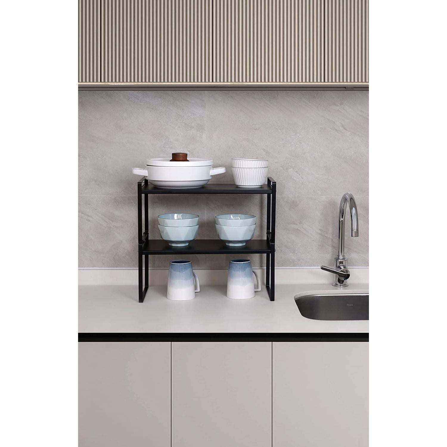 Estantes Apilables Nxconsu para Gabinete 2 Piezas Negro 21.1x40.9cm