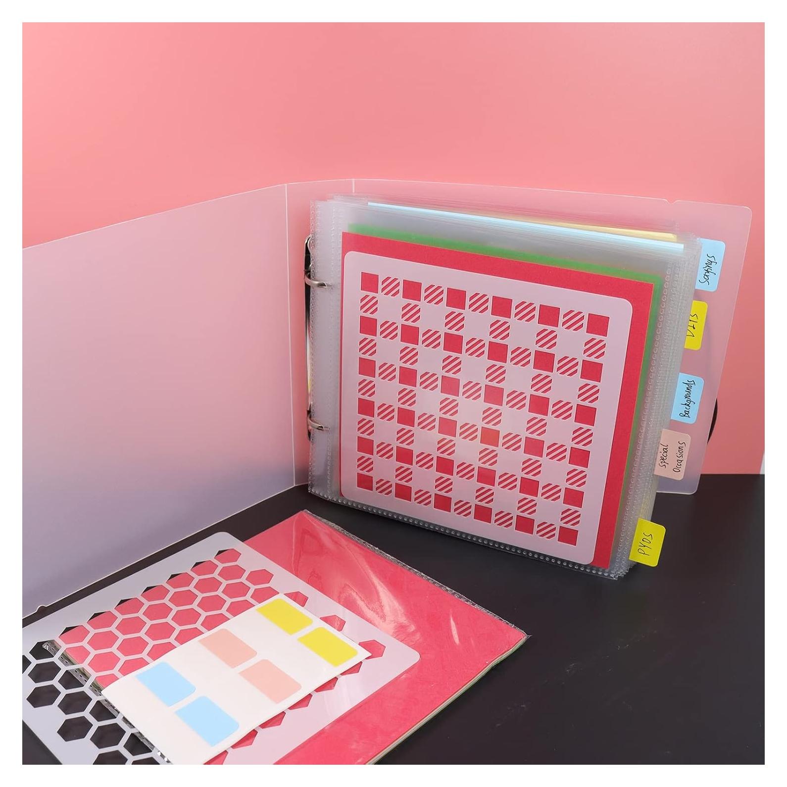 Cookie Stencil Storage Binder - Die Cut & Stamp Storage Holder - Baking Stencil Organizer (2 Pockets x 50 Pages)