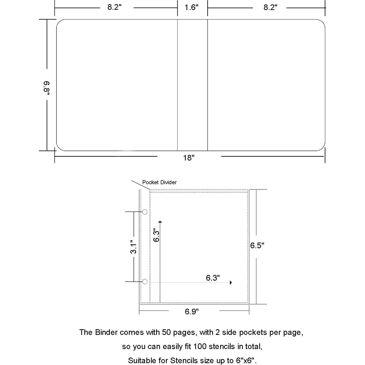Cookie Stencil Storage Binder - Die Cut & Stamp Storage Holder - Baking Stencil Organizer (2 Pockets x 50 Pages)