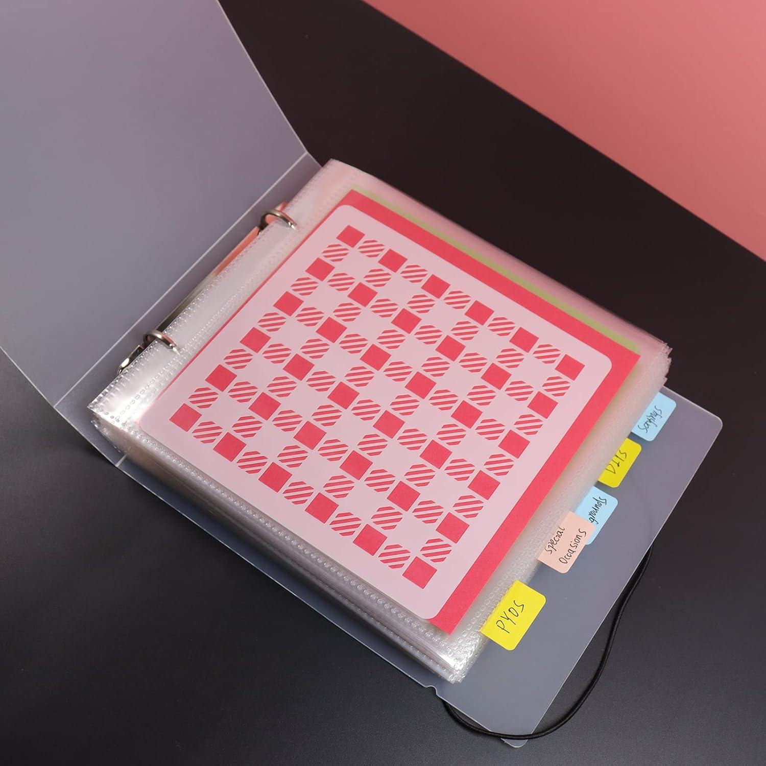 Cookie Stencil Storage Binder - Die Cut & Stamp Storage Holder - Baking Stencil Organizer (2 Pockets x 50 Pages)