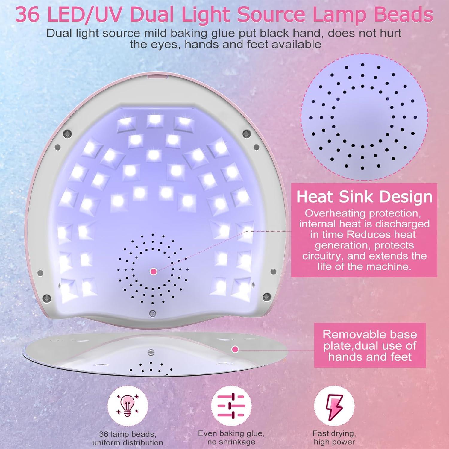 Lámpara UV NAILGIRLS 150W Rosa con Sensor Automático y 36 LEDs