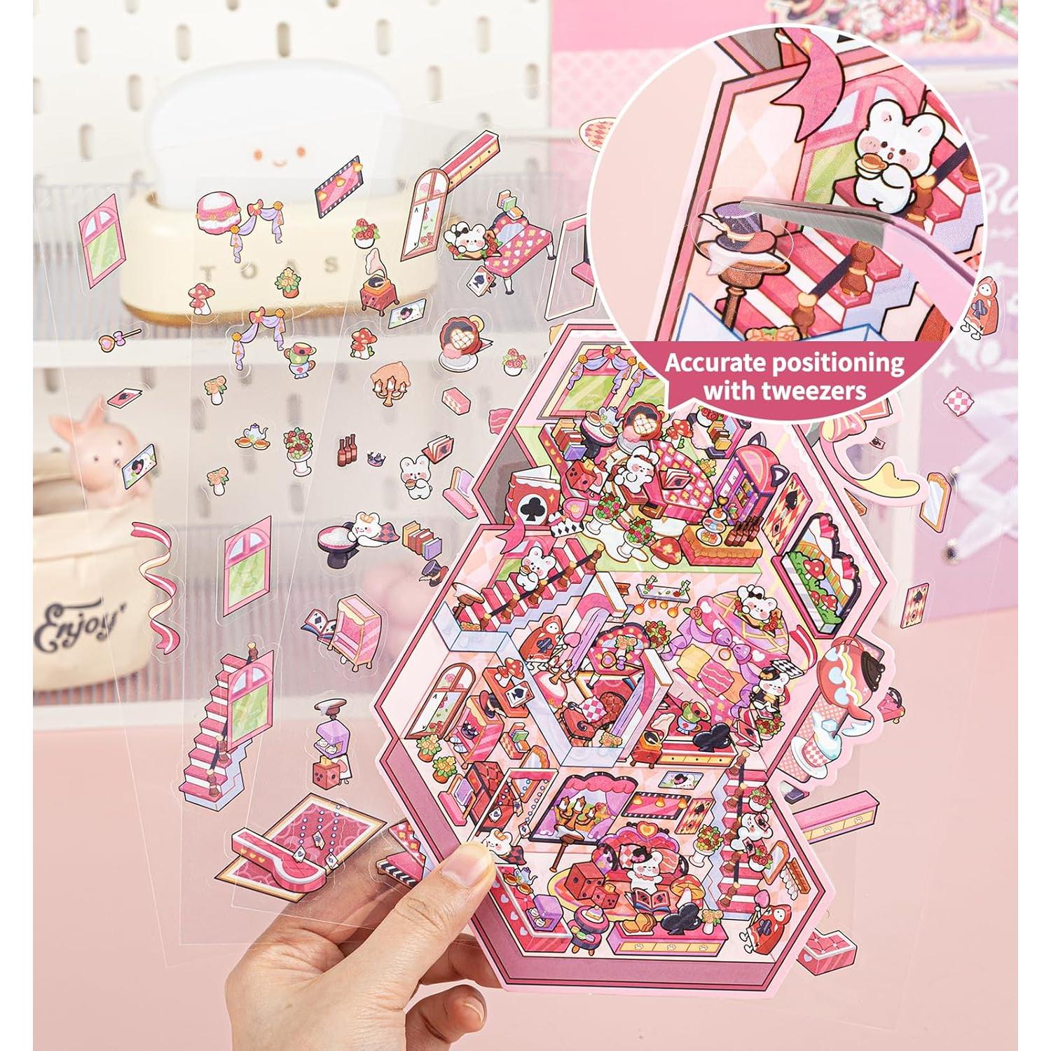 Pegatinas 3D Pindda Casa de Sueños - 4 Conjuntos Reutilizables