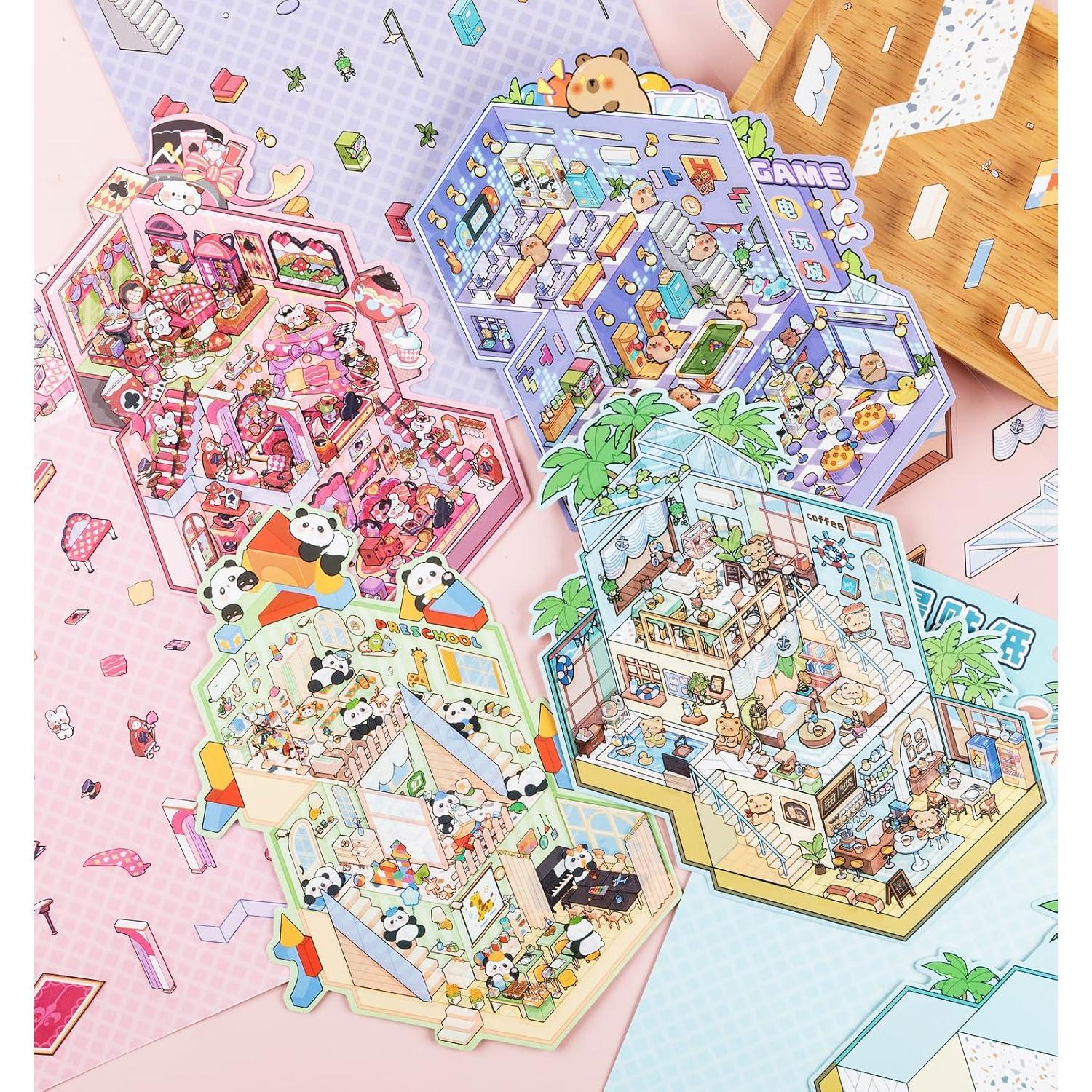 Pegatinas 3D Pindda Casa de Sueños - 4 Conjuntos Reutilizables