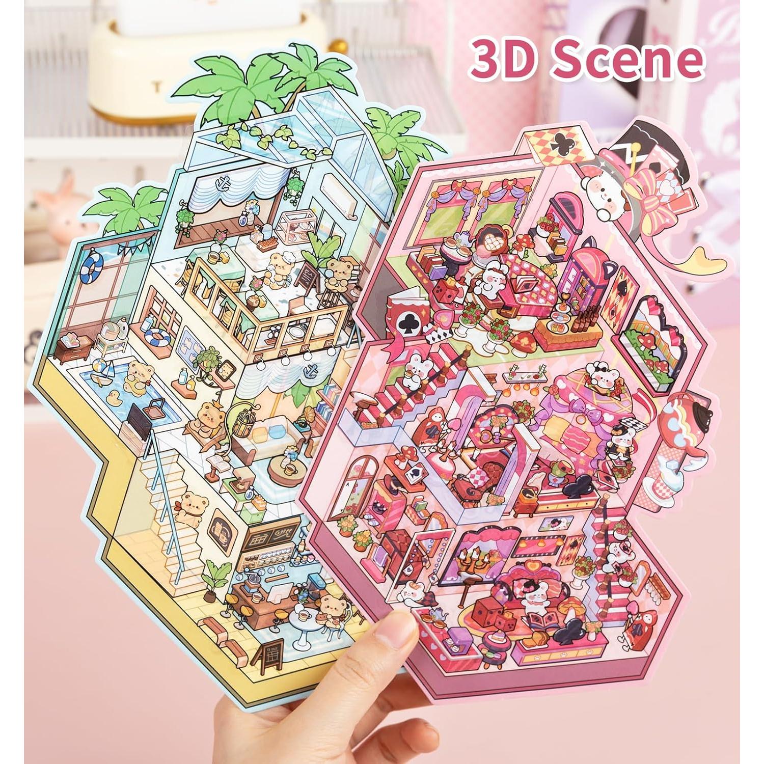 Pegatinas 3D Pindda Casa de Sueños - 4 Conjuntos Reutilizables