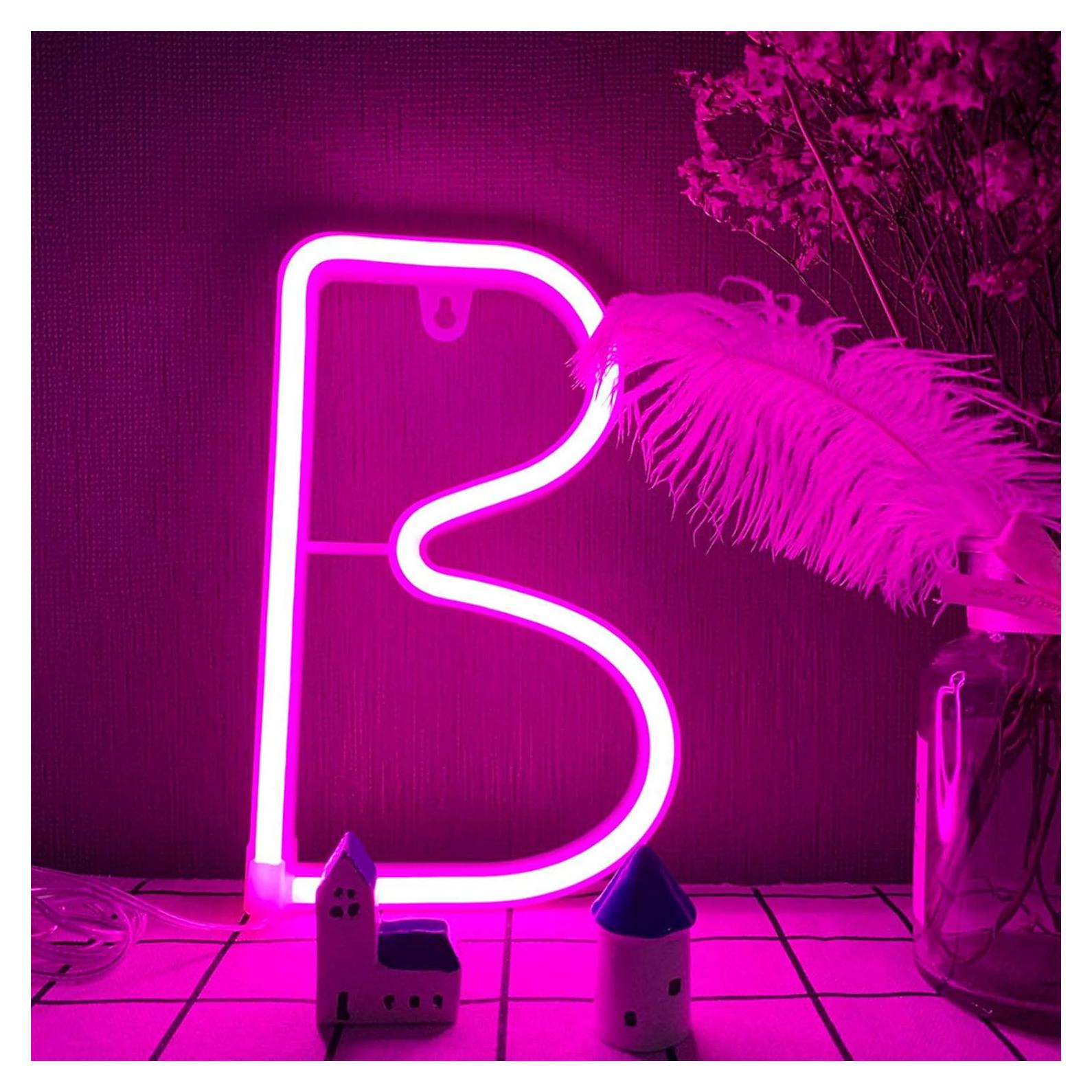 Luz Neón Rosa LED Letra B ENUOLI para Decoración USB