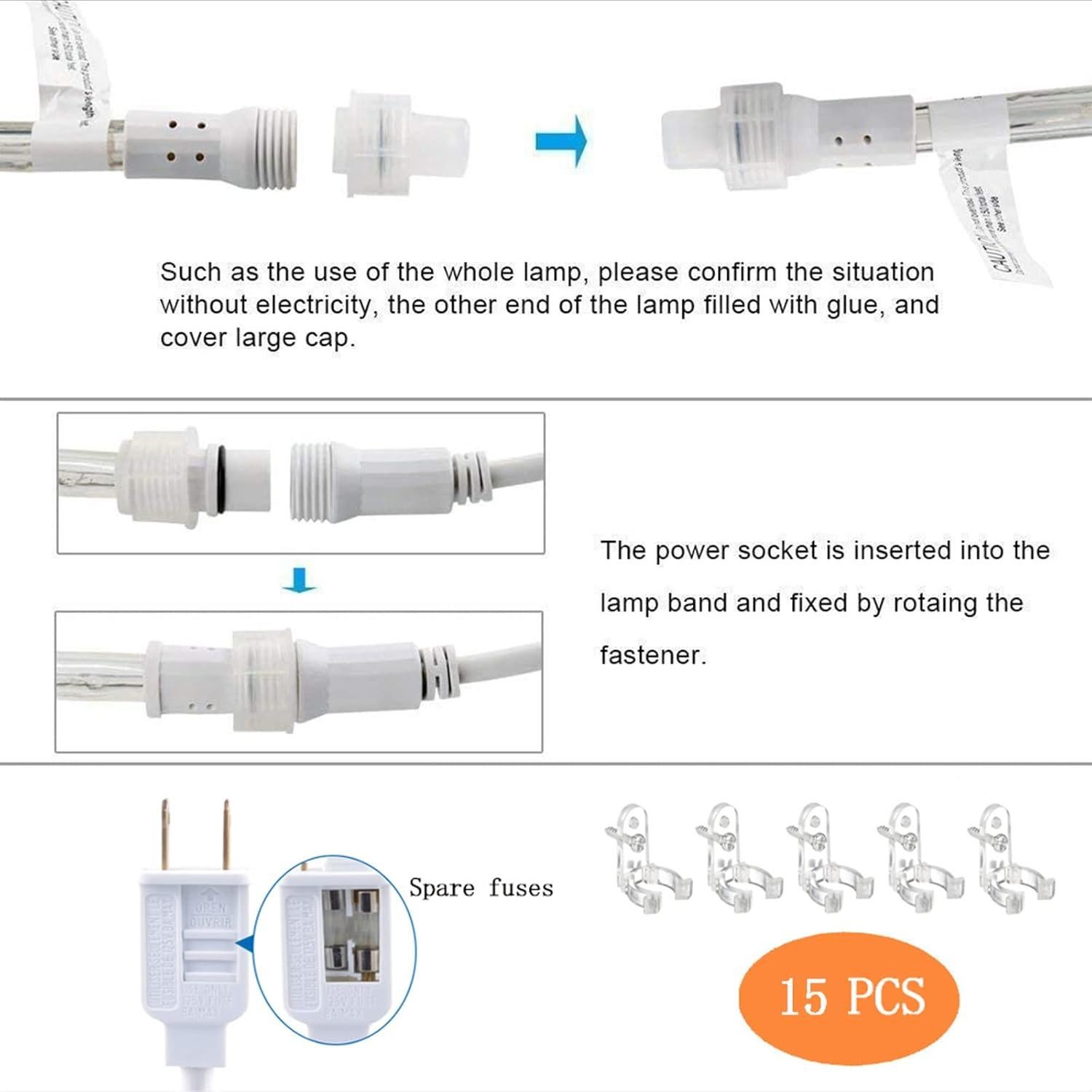 Luces de Cuerda LED 15.24 m Jnaurb Azul a Prueba de Agua