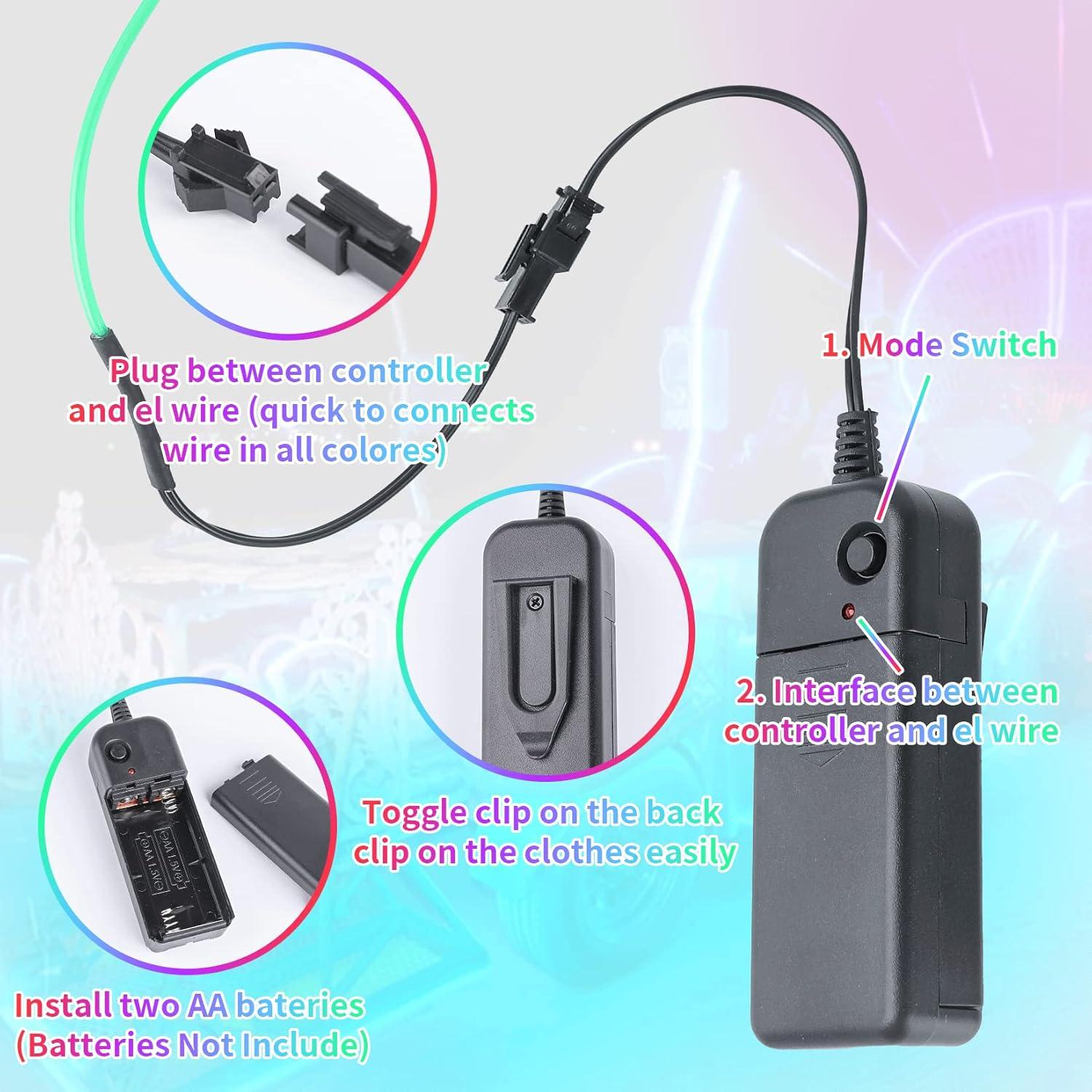 Cable Electroluminiscente Flexible 3m Multicolor vnolfot 5 Piezas