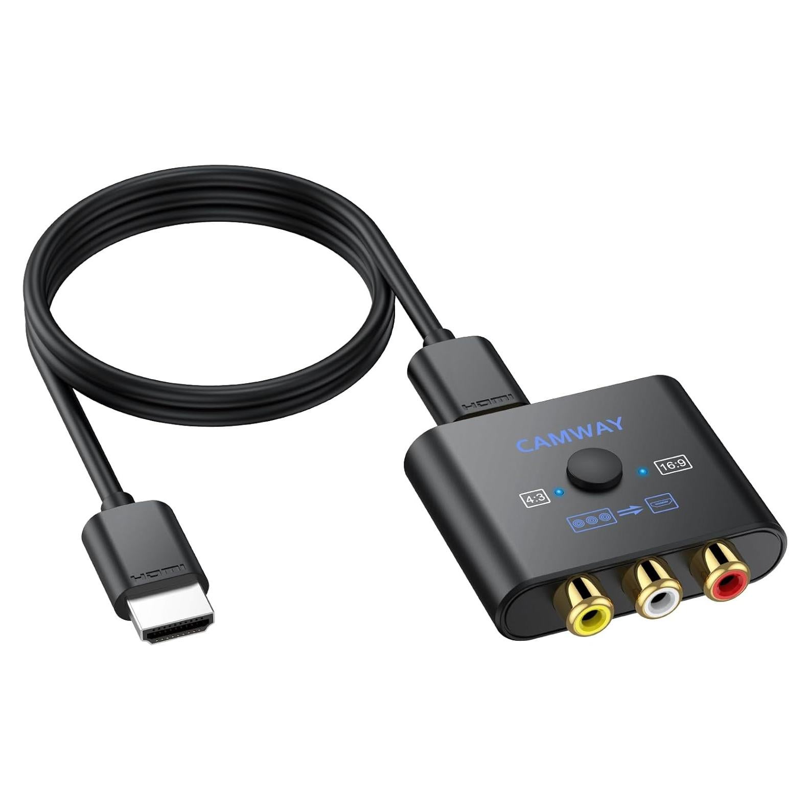 Convertidor RCA a HDMI CAMWAY 1080P con Cable 50cm
