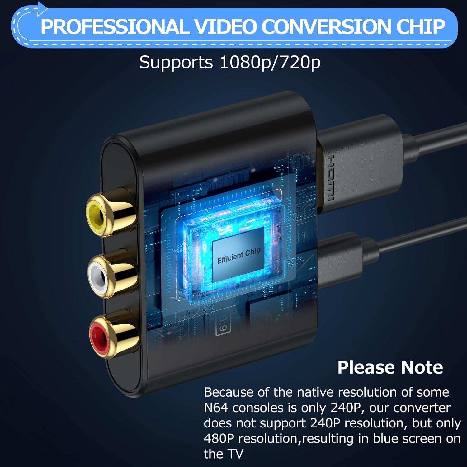 Convertidor RCA a HDMI CAMWAY 1080P con Cable 50cm