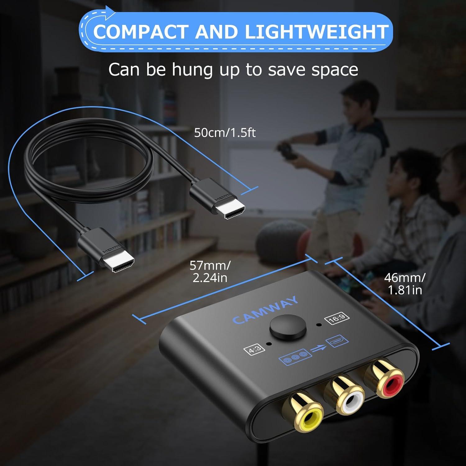 Convertidor RCA a HDMI CAMWAY 1080P con Cable 50cm