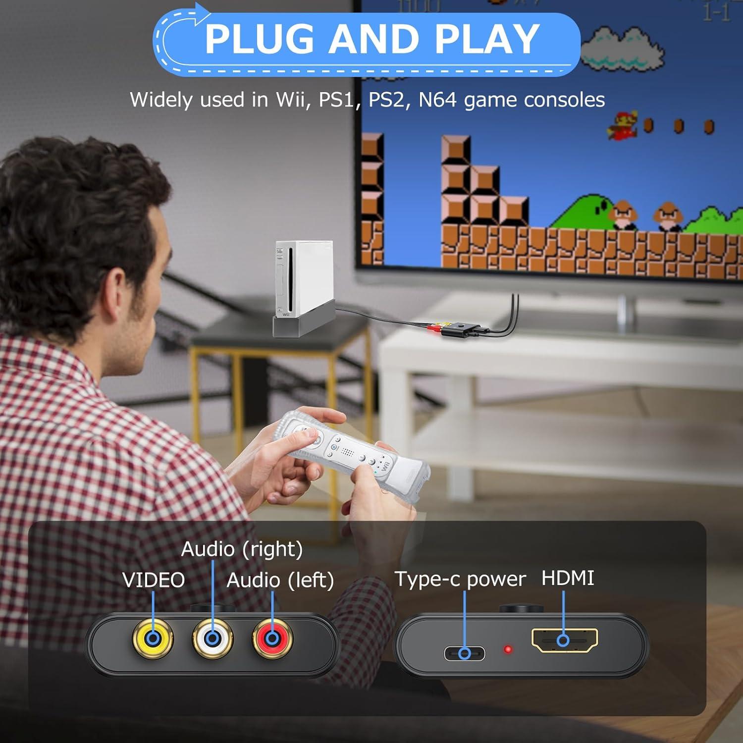 Convertidor RCA a HDMI CAMWAY 1080P con Cable 50cm