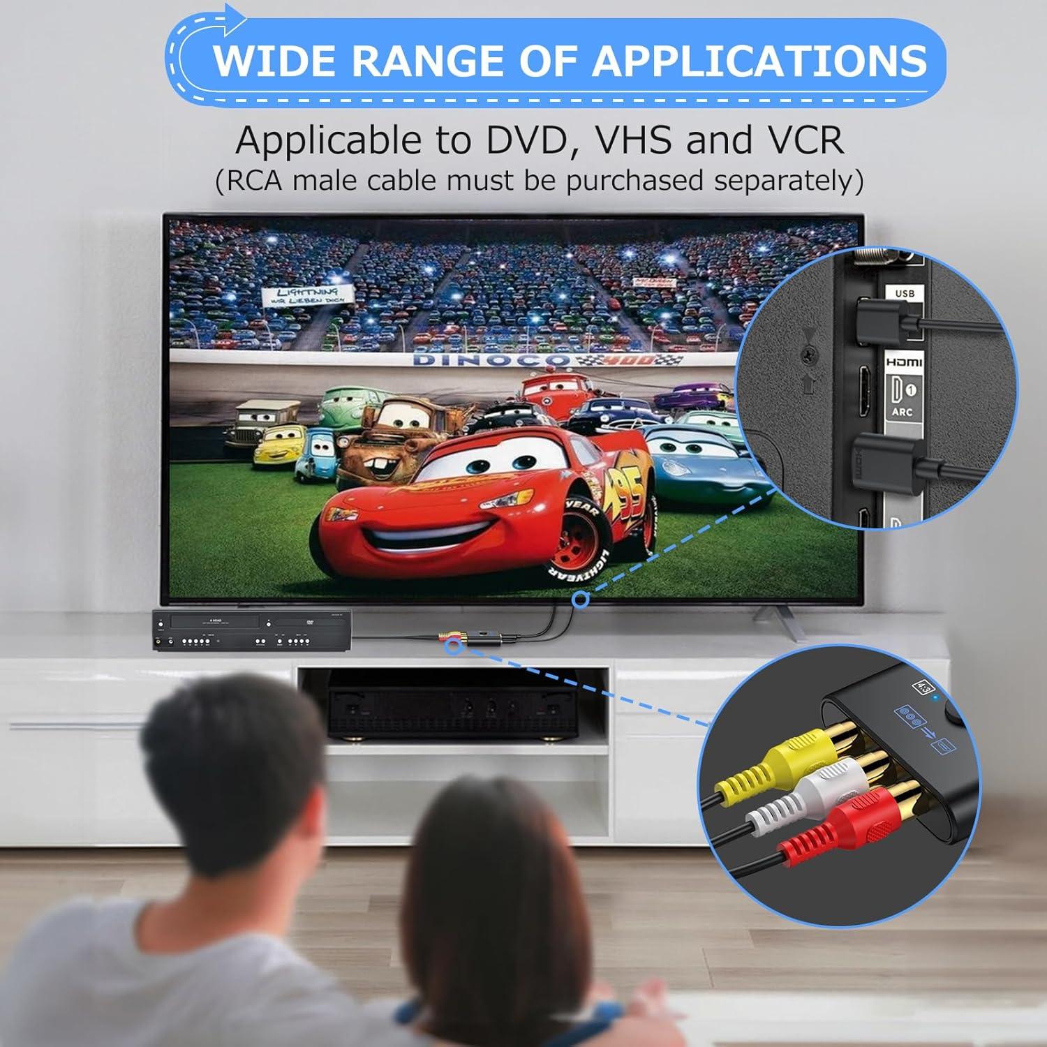 Convertidor RCA a HDMI CAMWAY 1080P con Cable 50cm