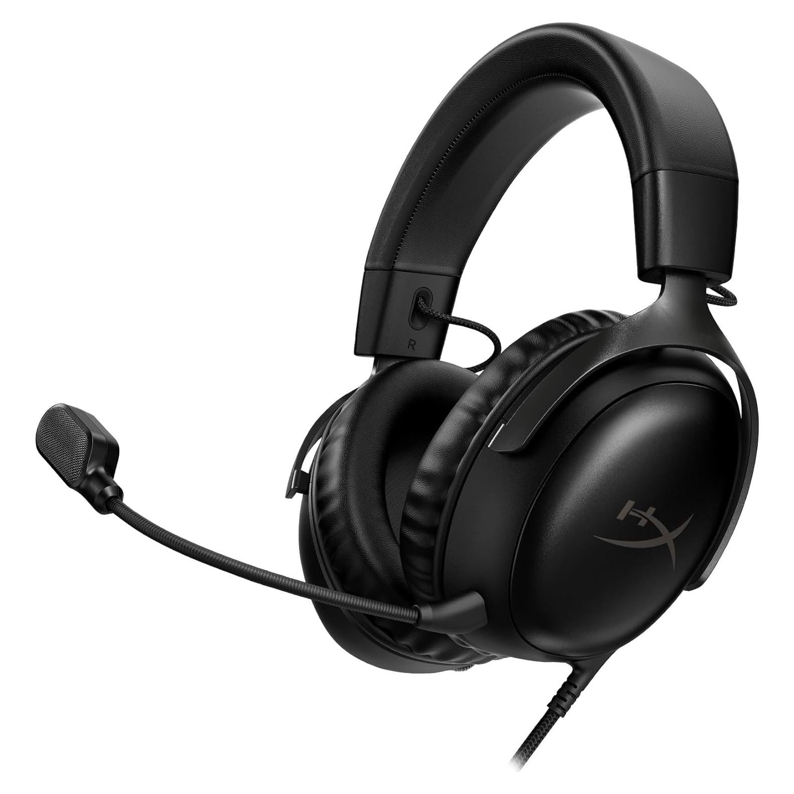 HyperX Cloud III – Wired Gaming Headset, PC, PS5, Xbox Series X|S, Angled 53mm Drivers, DTS, Memory Foam, Durable Frame, Ultra-Clear 10mm Mic, USB-C, USB-A, 3.5mm – Black (Renewed)