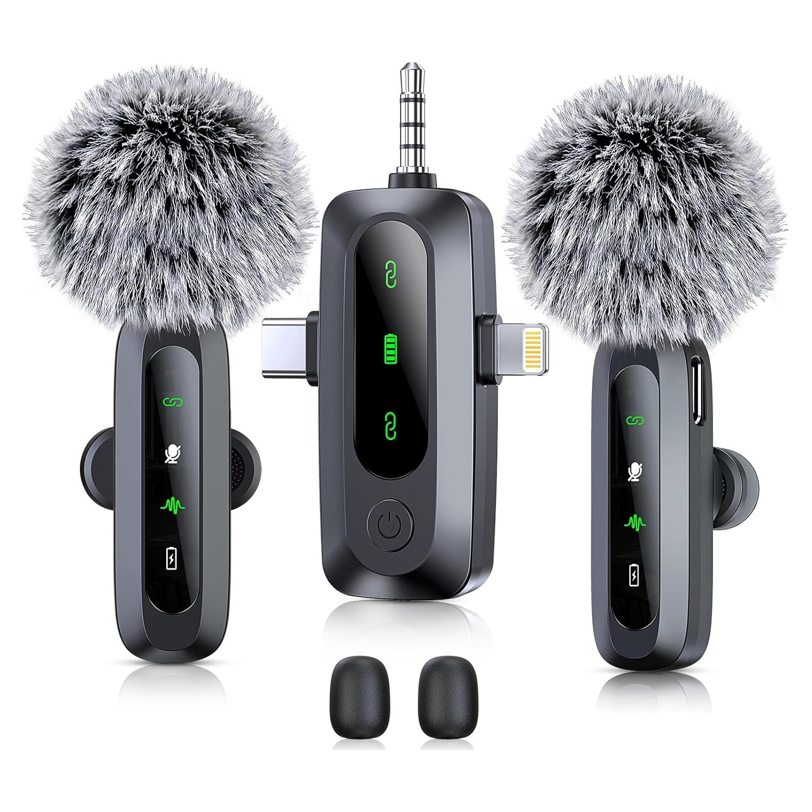 Micrófono Lavalier Inalámbrico 3 en 1 para iPhone y Android