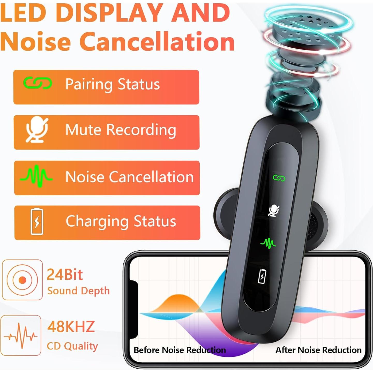 Micrófono Lavalier Inalámbrico 3 en 1 para iPhone y Android