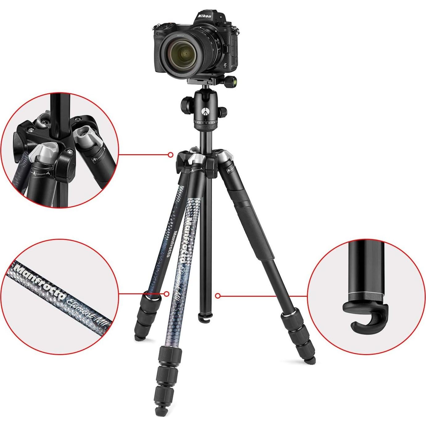 Trípode de cámara Manfrotto Element MII Aluminio Negro 160cm