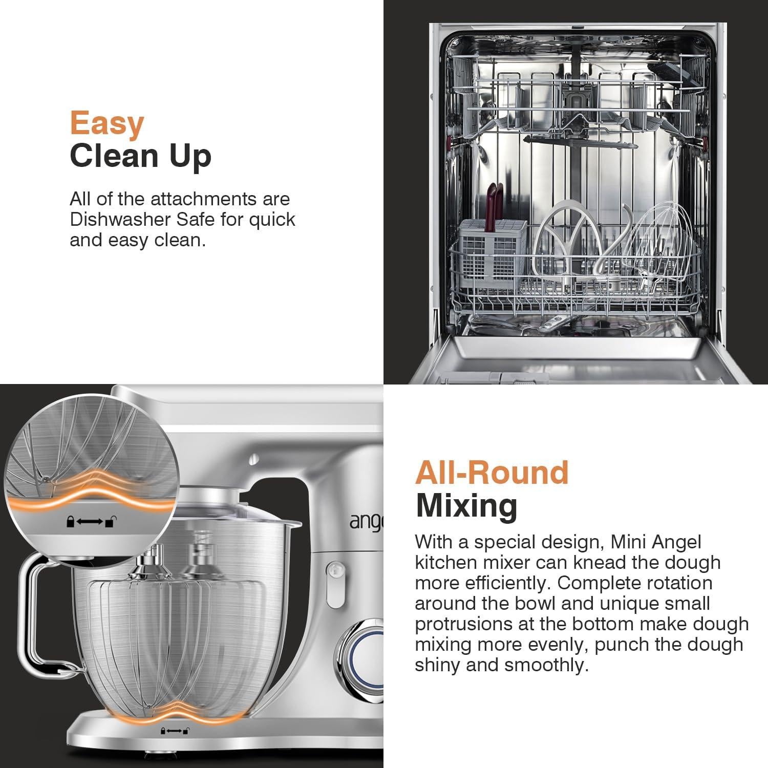 Batidora de Pie Mini Angel 5QT Acero Inoxidable Plateada