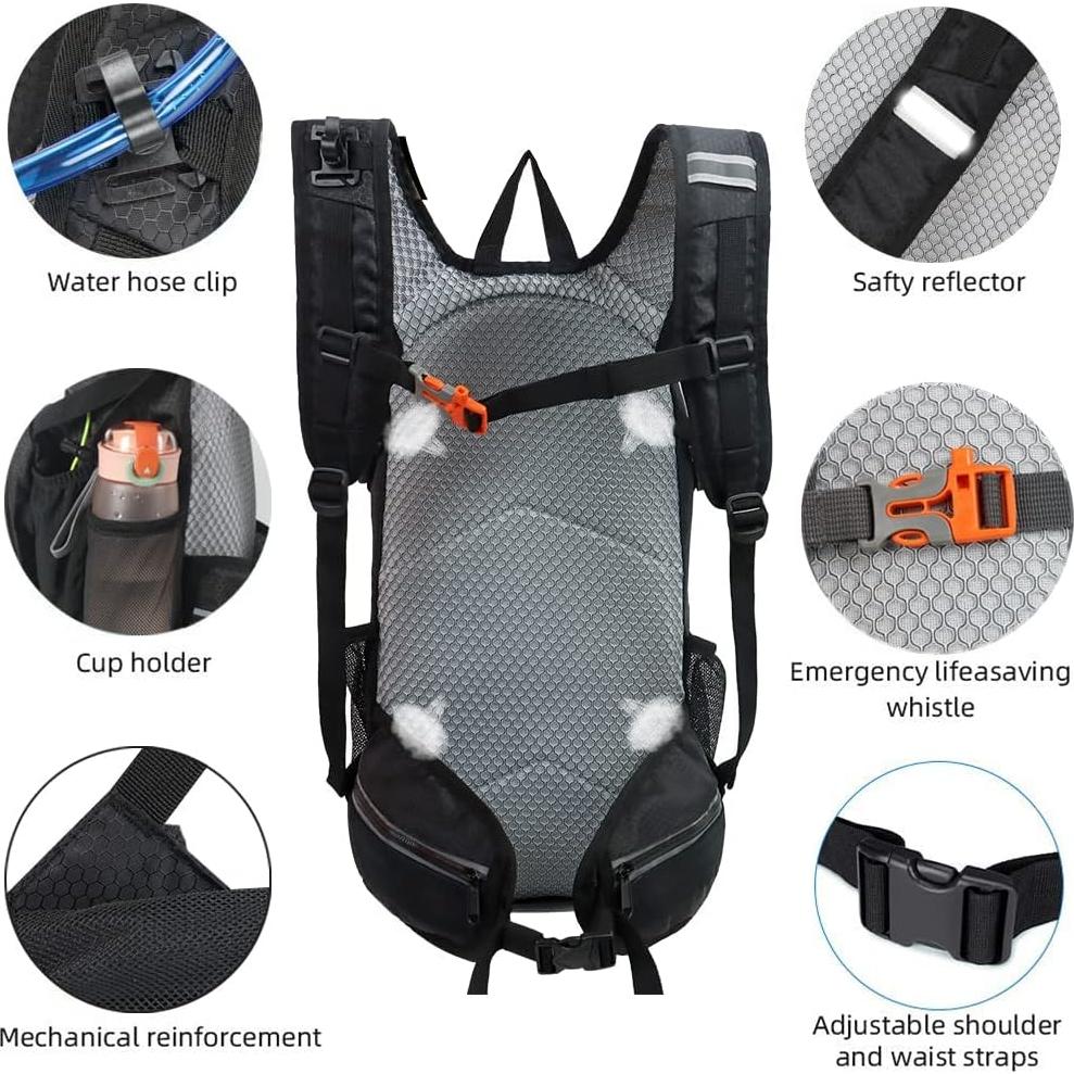 Mochila de Senderismo Impermeable Lemuvlt 15L Negra