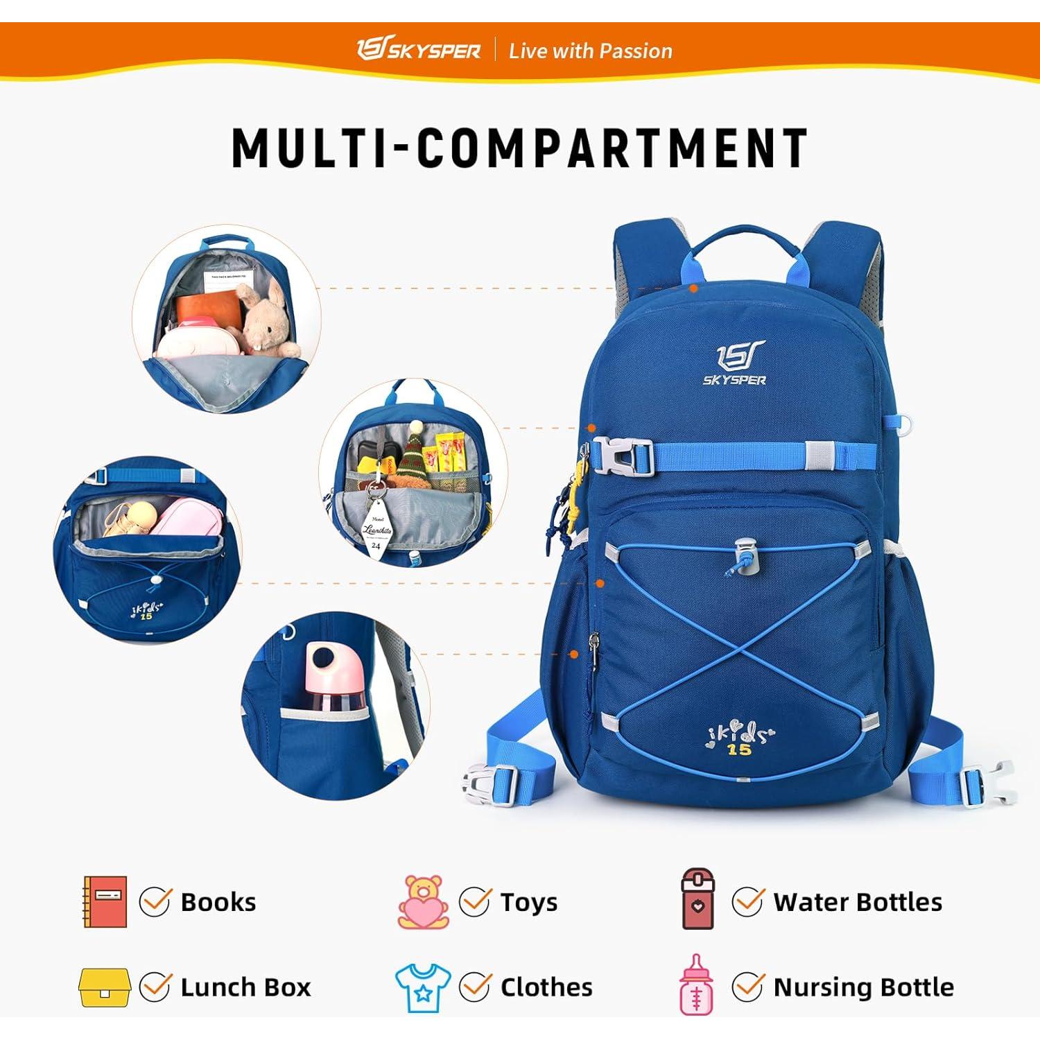 Mochila SKYSPER 15L para Niños - Diseño Ergonómico Azul