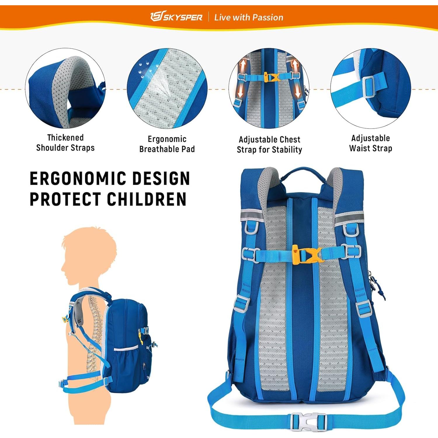 Mochila SKYSPER 15L para Niños - Diseño Ergonómico Azul