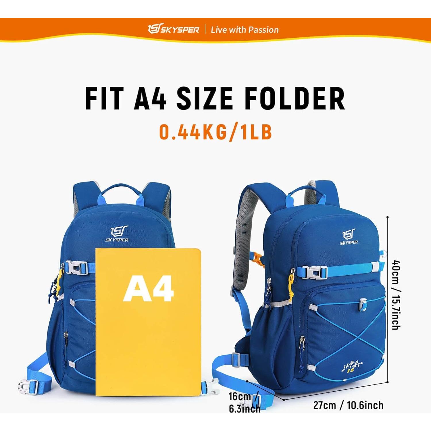 Mochila SKYSPER 15L para Niños - Diseño Ergonómico Azul