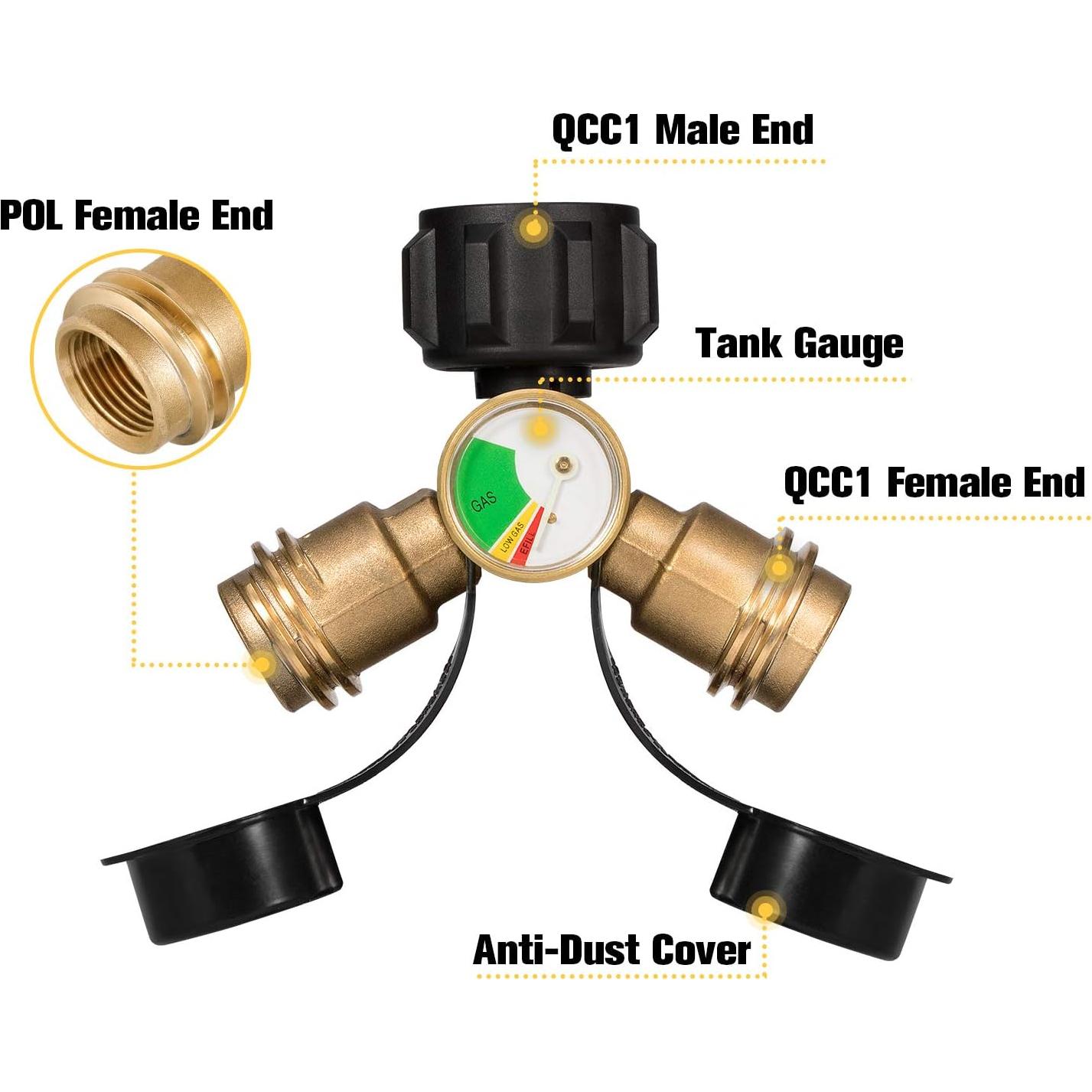Divisor de Tanque de Propano Kohree 2 Vías con Medidor