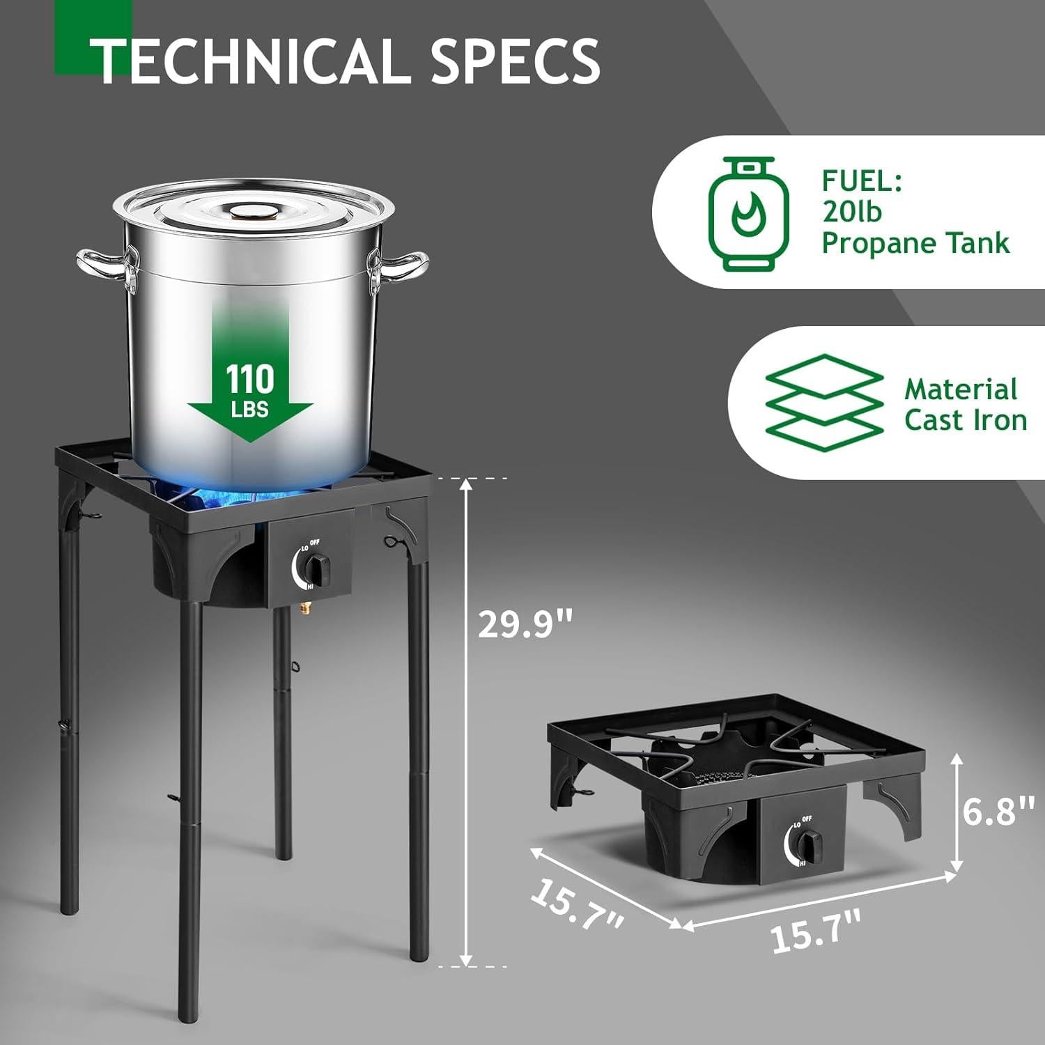 Estufa de Gas Portátil Outvita 75,000 BTU para Camping