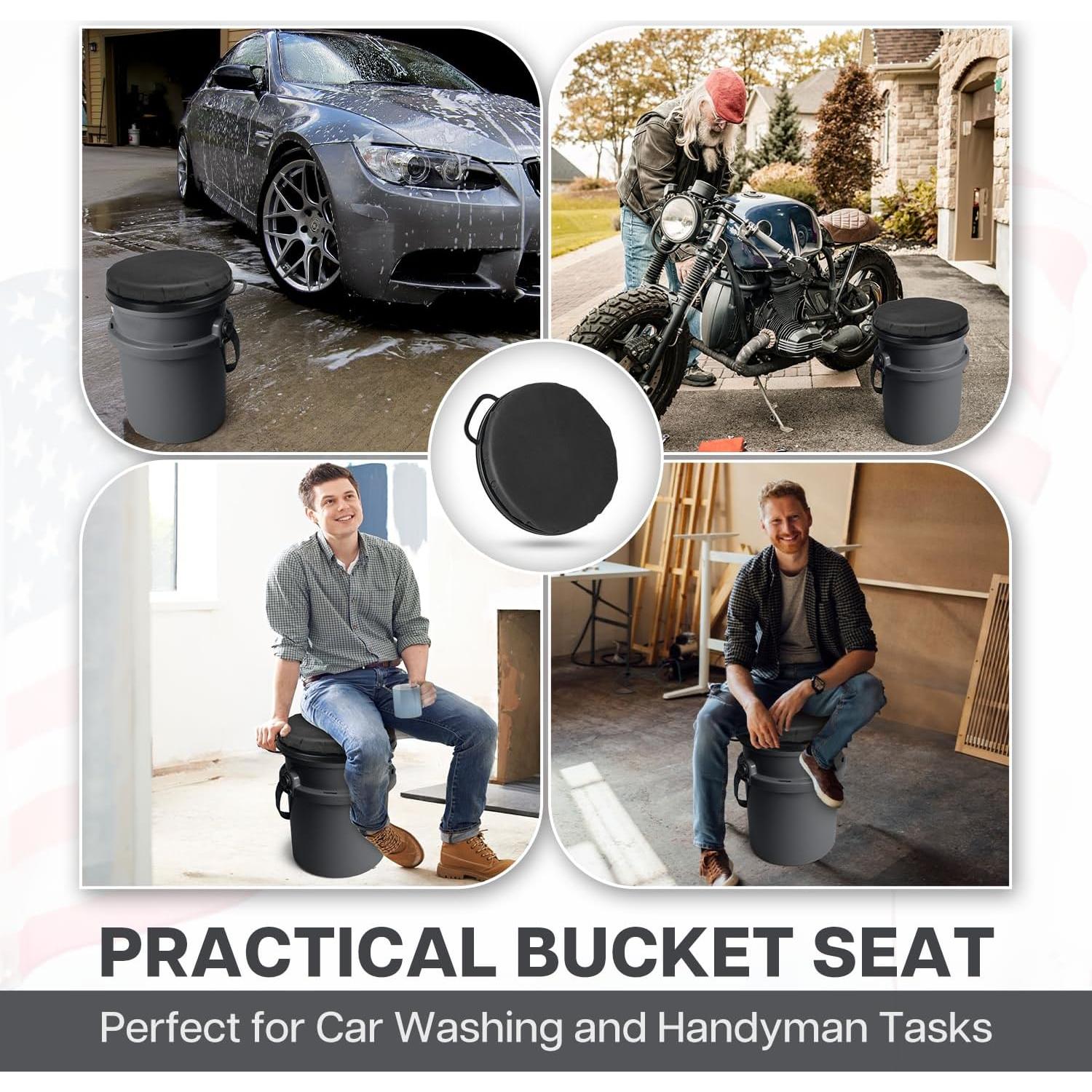 Tapa de Asiento de Cubo Wizcave 5 Galones Giratoria Negra