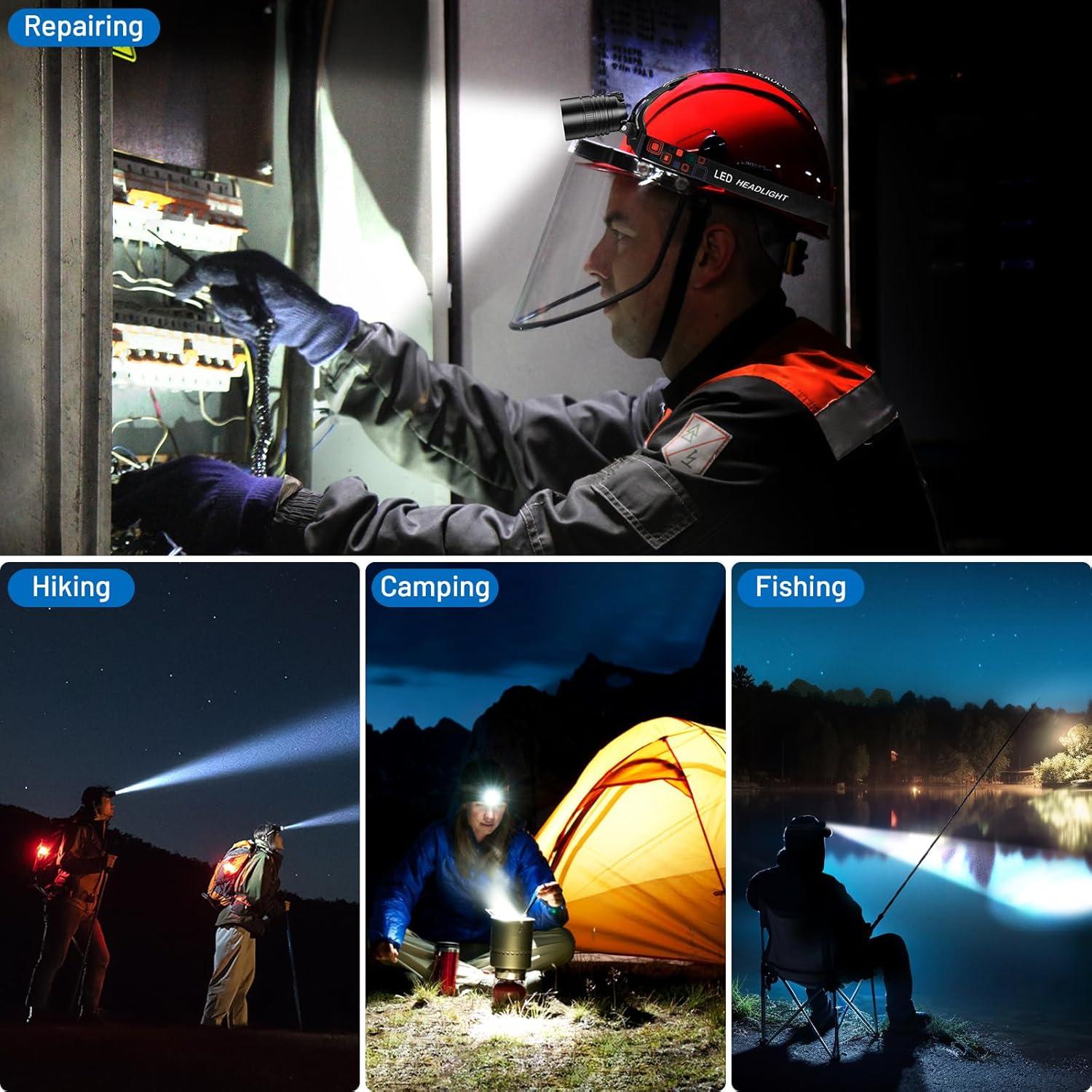 Linterna Frontal Recargable 3000 Lúmenes 2 Pack IPX6