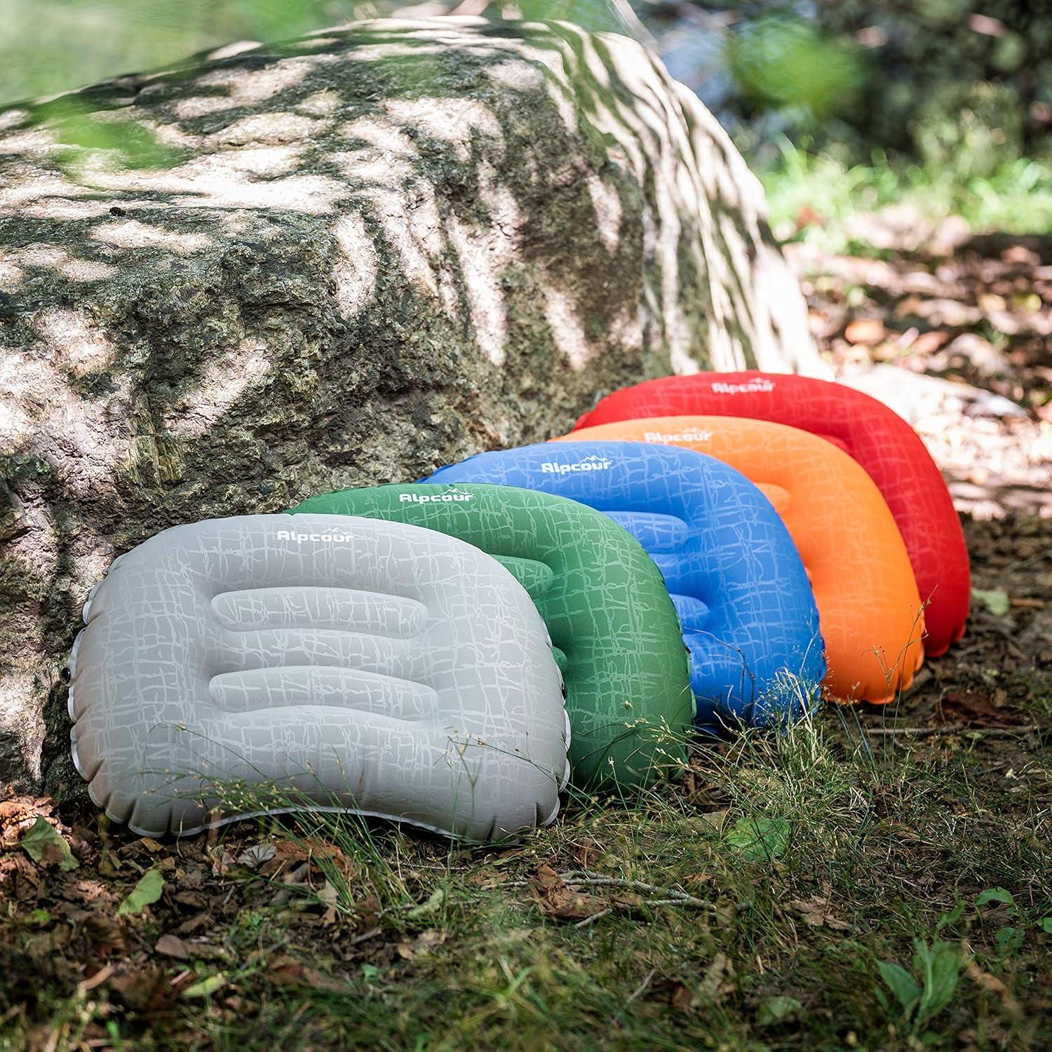 Almohada de Camping Inflable Alpcour Grande Roja 91x50cm