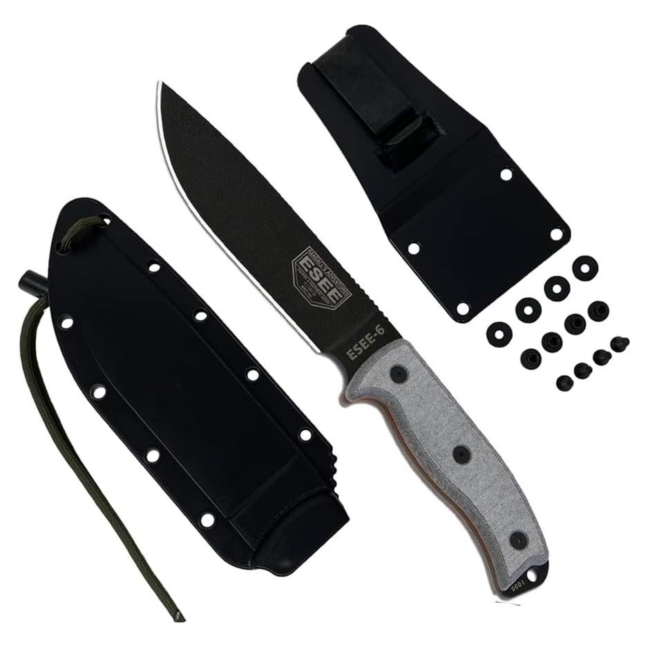 Cuchillo de Hoja Fija ESEE 6P con Funda Moldeada - Acero 1095