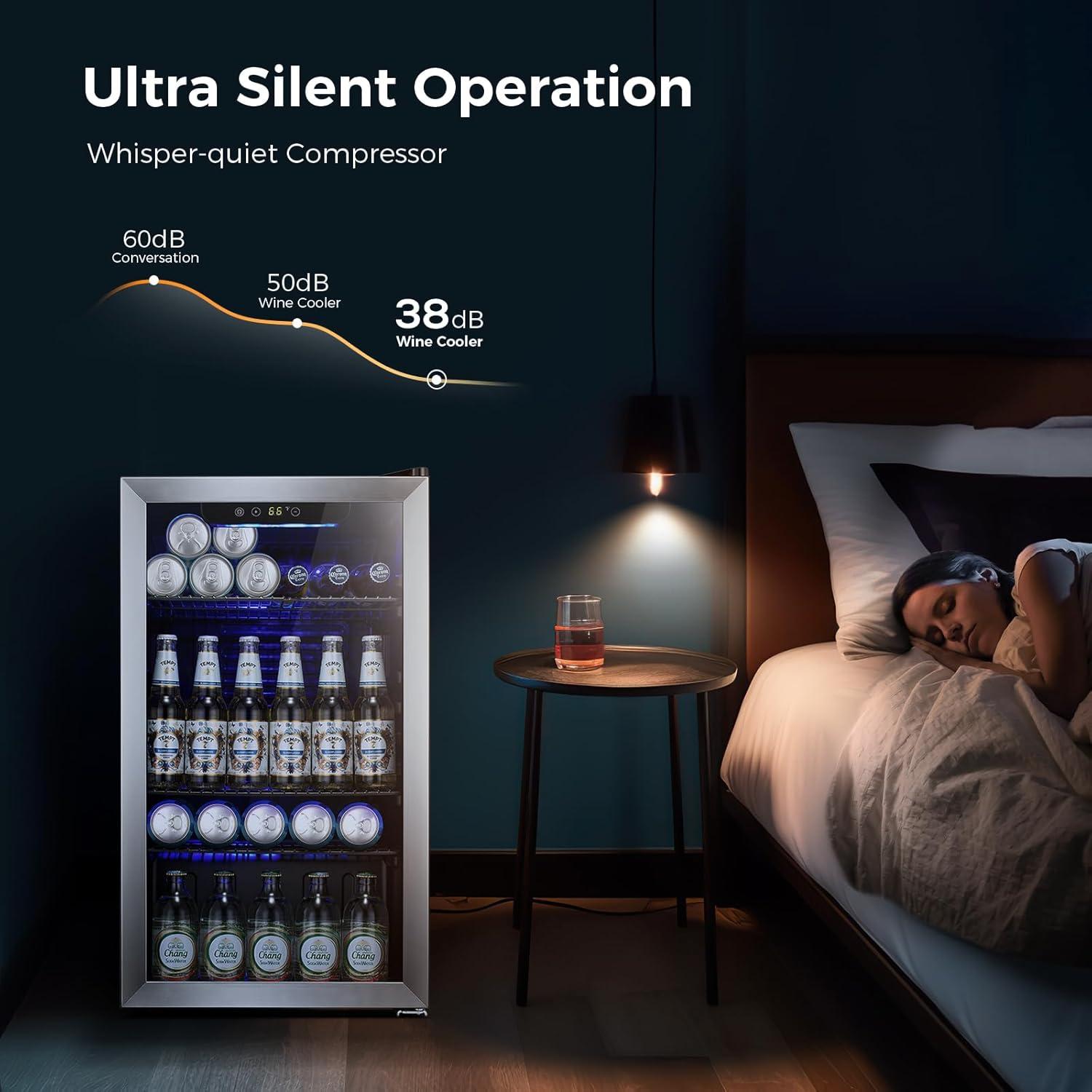 Refrigerador de Bebidas Kismile 130 Latas 3.2 Pies Cúbicos Plata