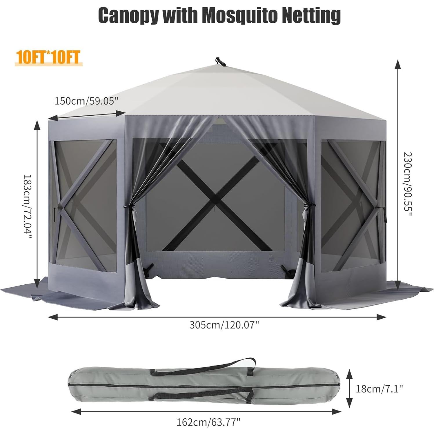 Gazebo Plegable ChicCoutured 3x3m Impermeable con Mosquitera