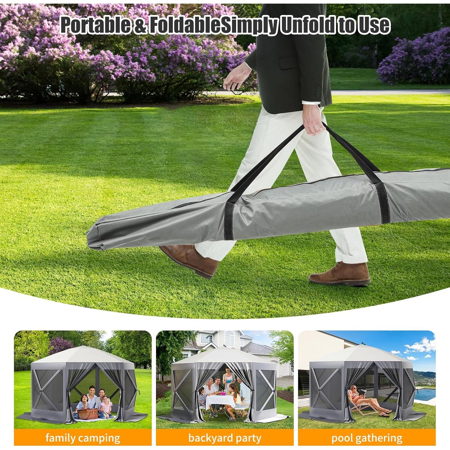 Gazebo Plegable ChicCoutured 3x3m Impermeable con Mosquitera