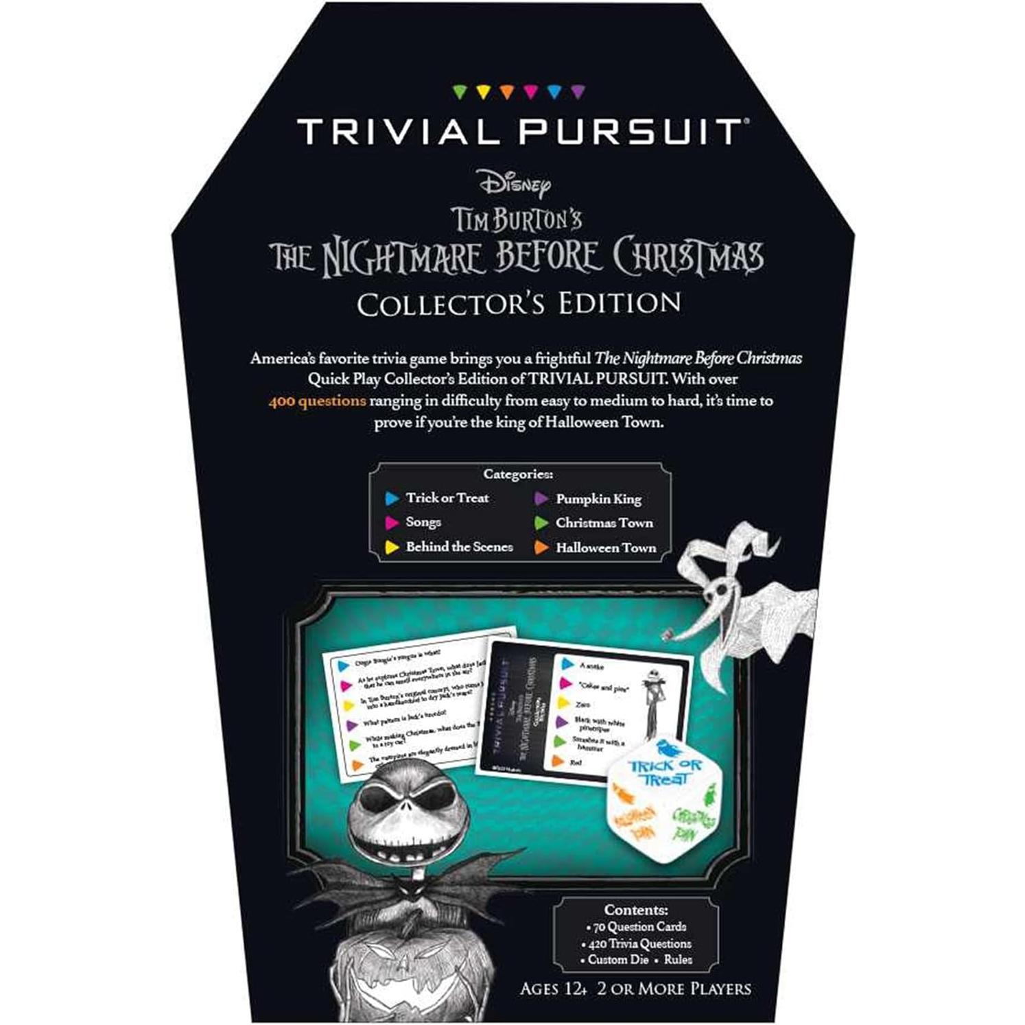 Trivial Pursuit Disney Tim Burton - The Nightmare Before Christmas - Juego de mesa de trivia con 420 preguntas