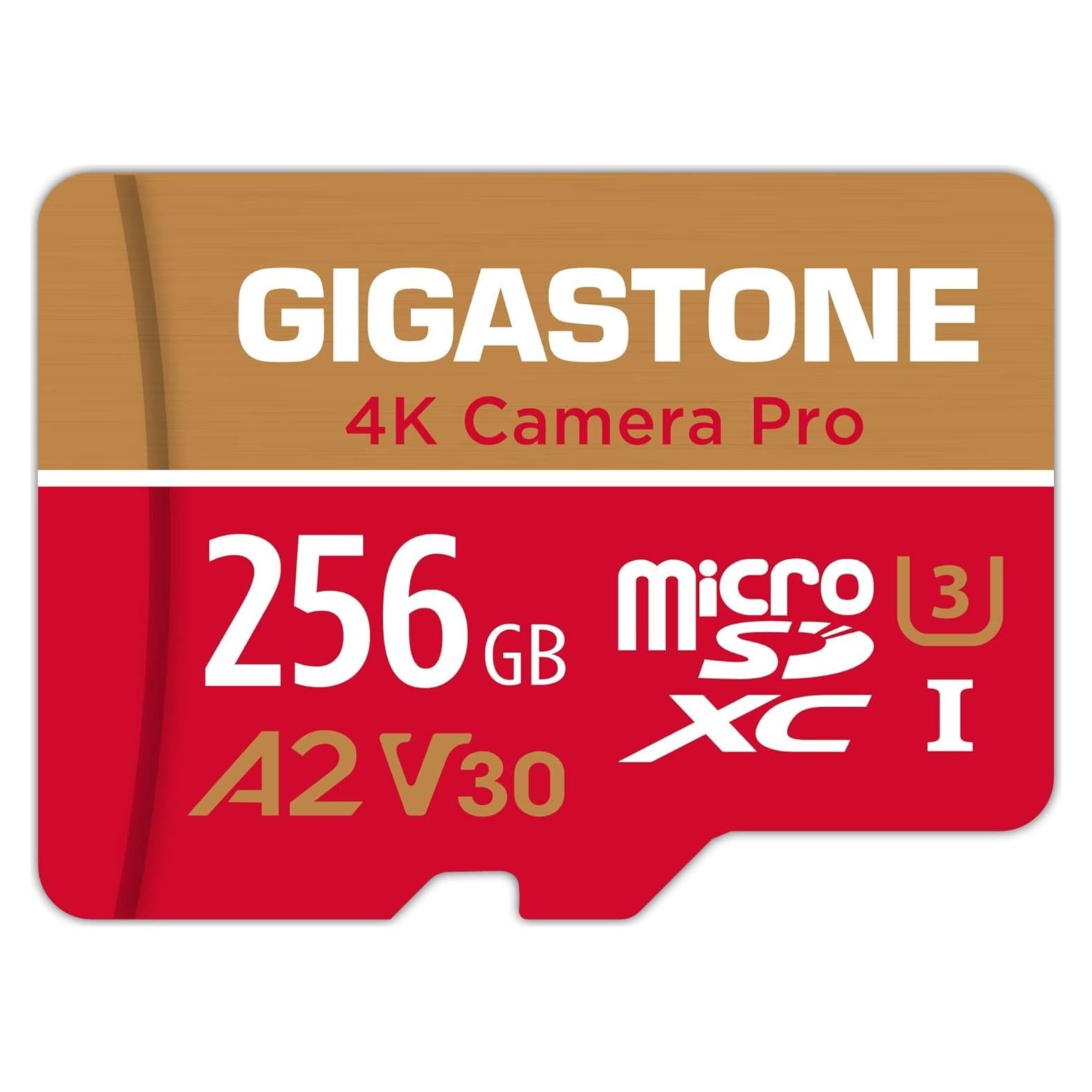 Tarjeta Micro SD Gigastone 256GB A2 V30 4K UHD con Adaptador
