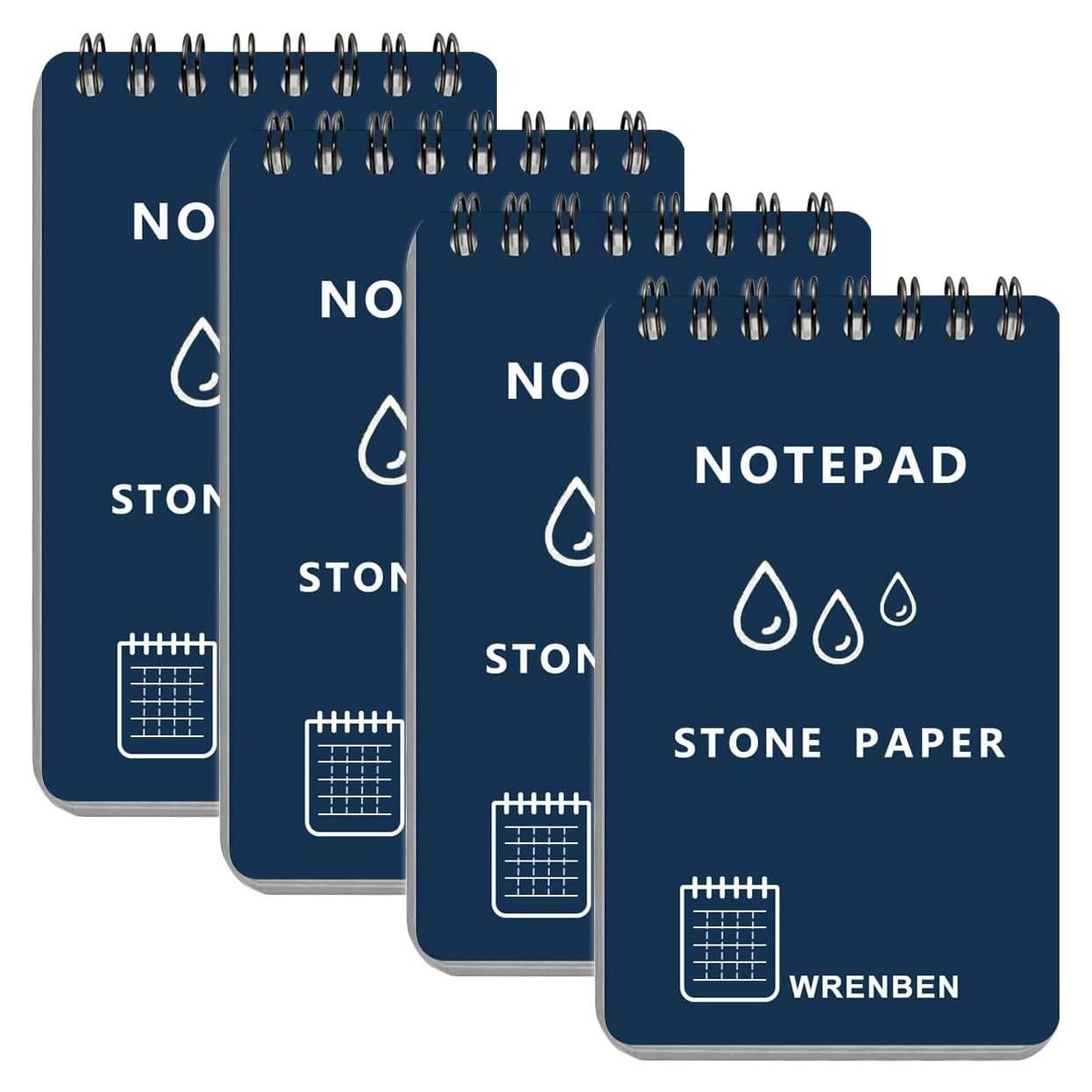 Cuaderno Espiral Impermeable WRENBEN 3x5" Negro Paquete de 4