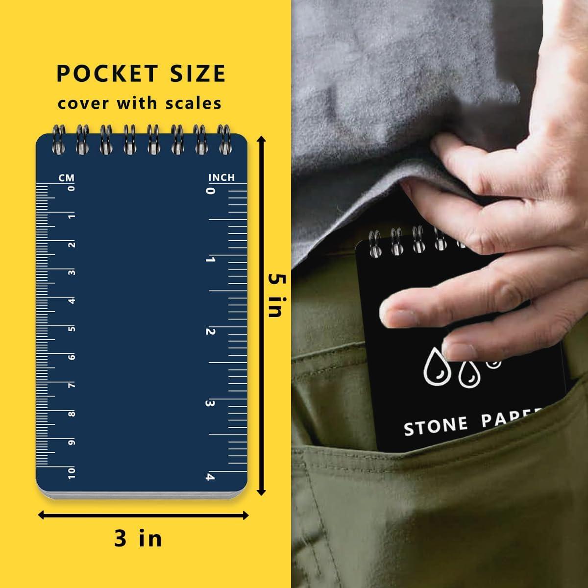 Cuaderno Espiral Impermeable WRENBEN 3x5" Negro Paquete de 4