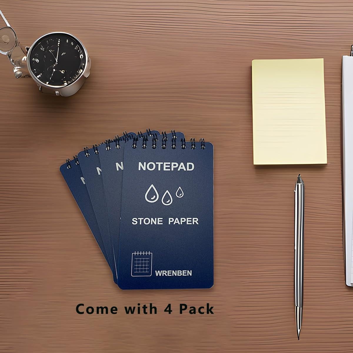 Cuaderno Espiral Impermeable WRENBEN 3x5" Negro Paquete de 4