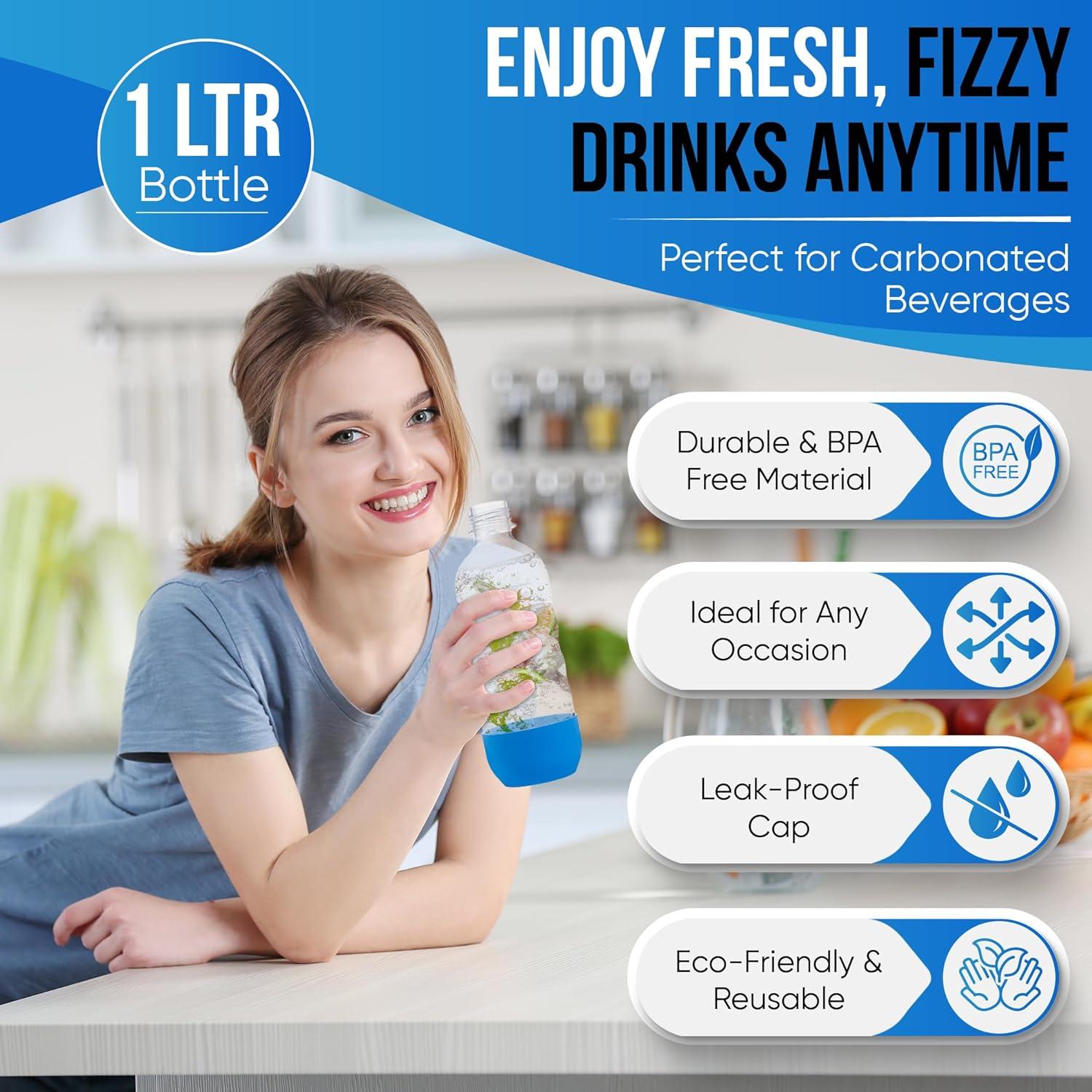 Botellas de Agua Carbonatadas MRX Solutions - 1 Litro - Paquete de 3