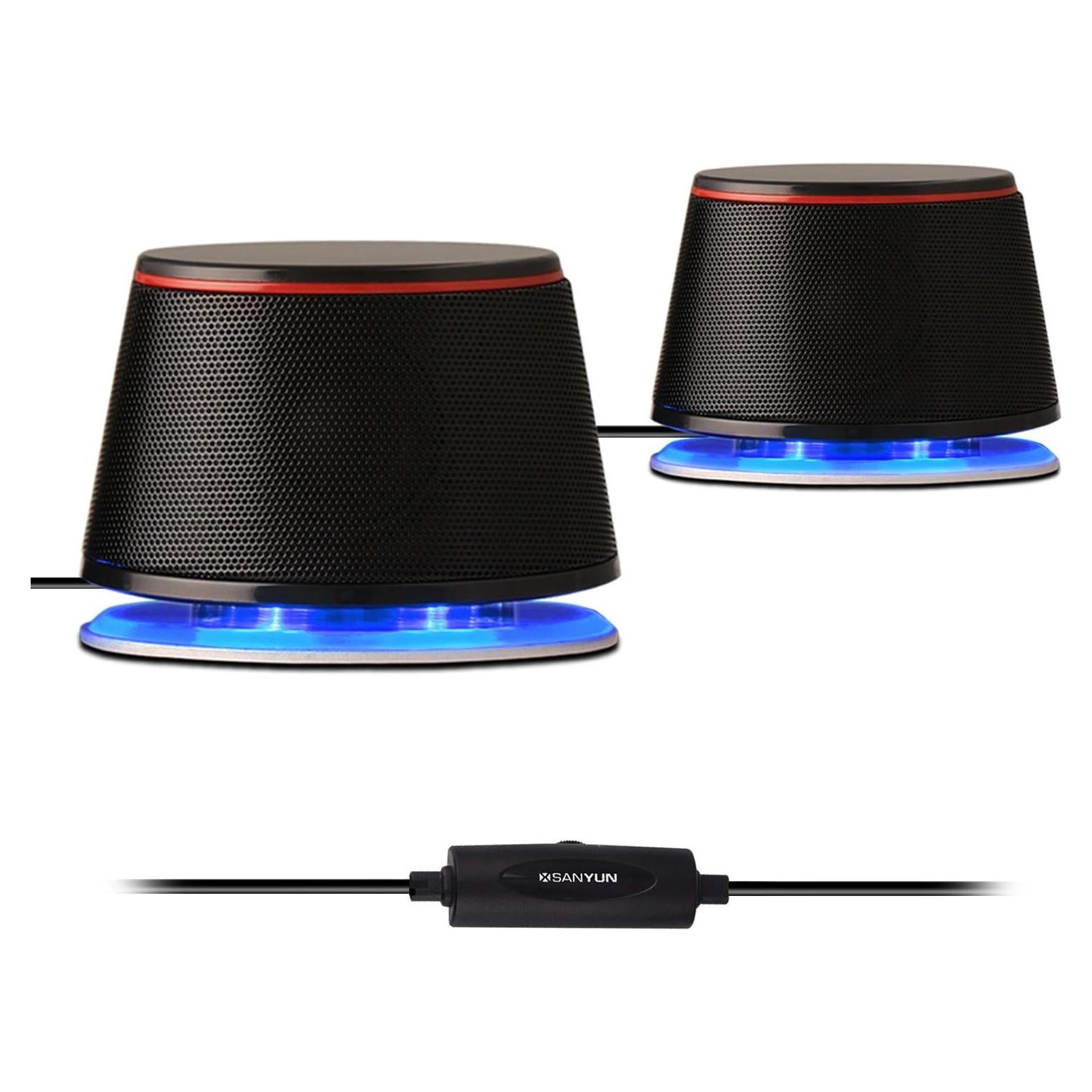 SW102 Computer Speakers, 5Wx2, Deep Bass in Small Body, Stereo 2.0 USB Powered 3.5mm Aux Multimedia Speakers, Built-in Bottom Bass Radiators, PC Laptop Desktop Speakers, Black