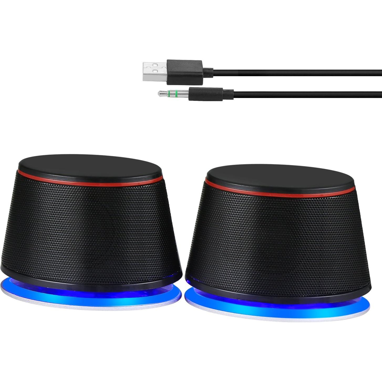 SW102 Computer Speakers, 5Wx2, Deep Bass in Small Body, Stereo 2.0 USB Powered 3.5mm Aux Multimedia Speakers, Built-in Bottom Bass Radiators, PC Laptop Desktop Speakers, Black