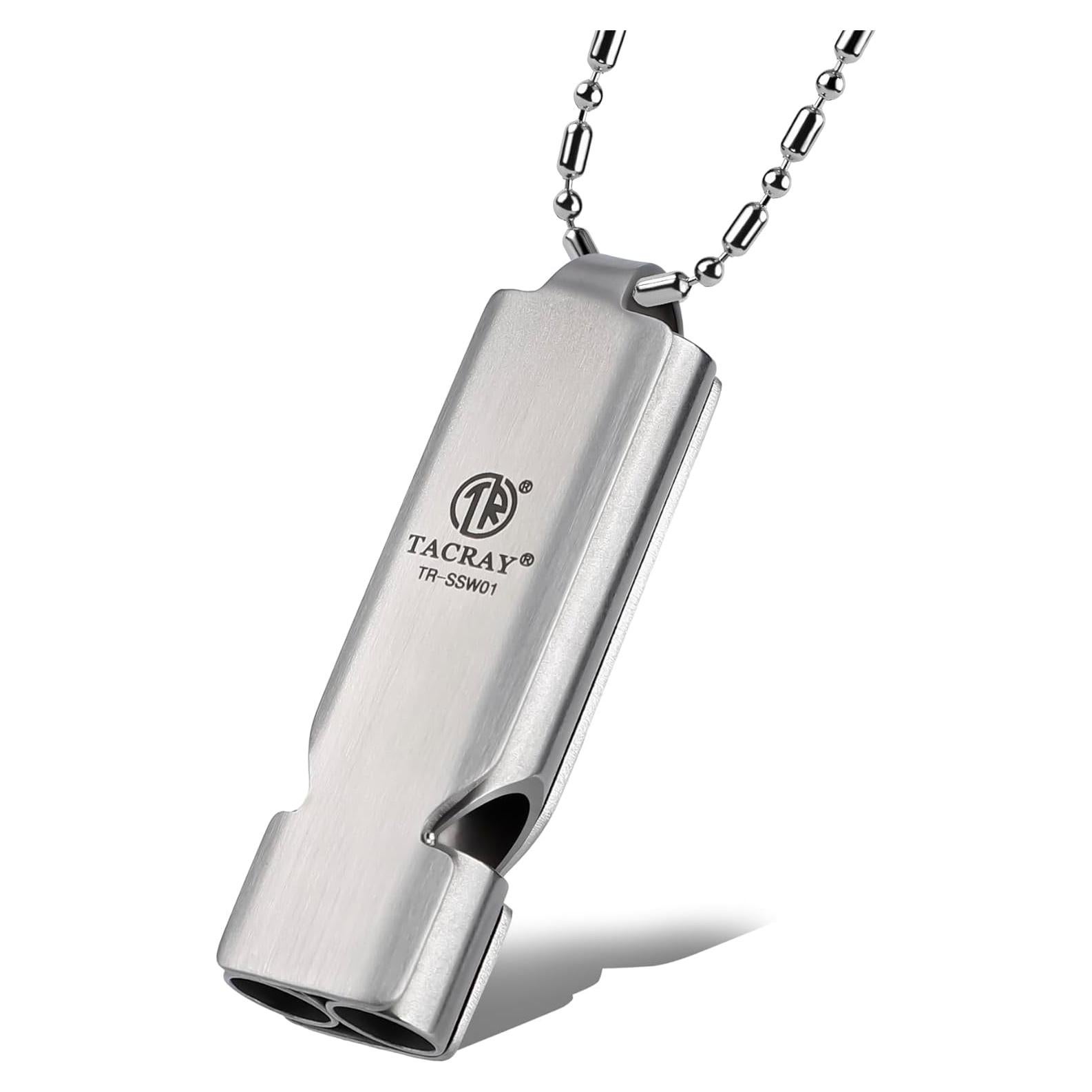 Silbato de Emergencia TACRAY de Acero Inoxidable 2 Tubos